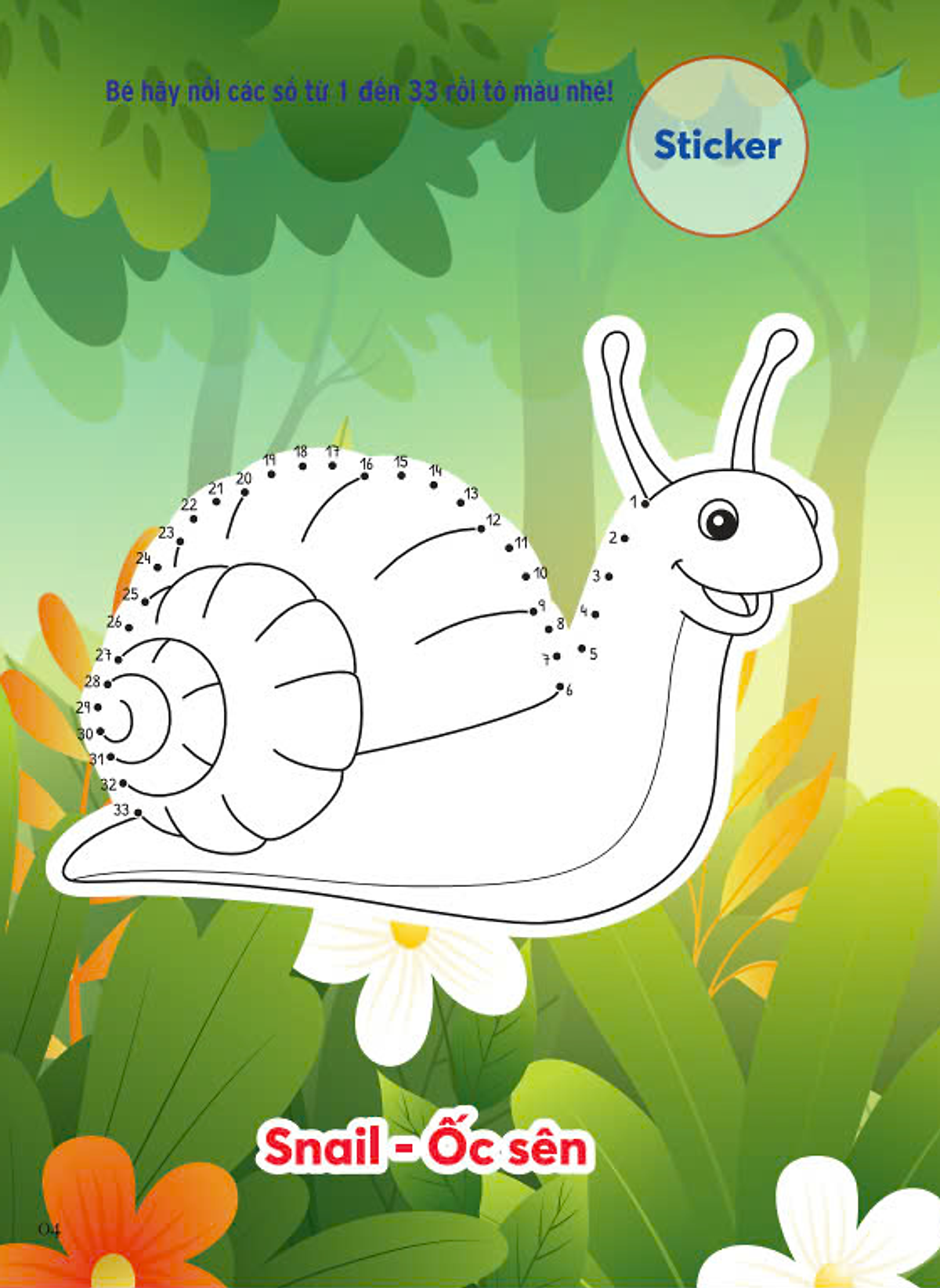 nối số và tô màu - bò sát và côn trùng - song ngữ anh-việt - Ảnh 3