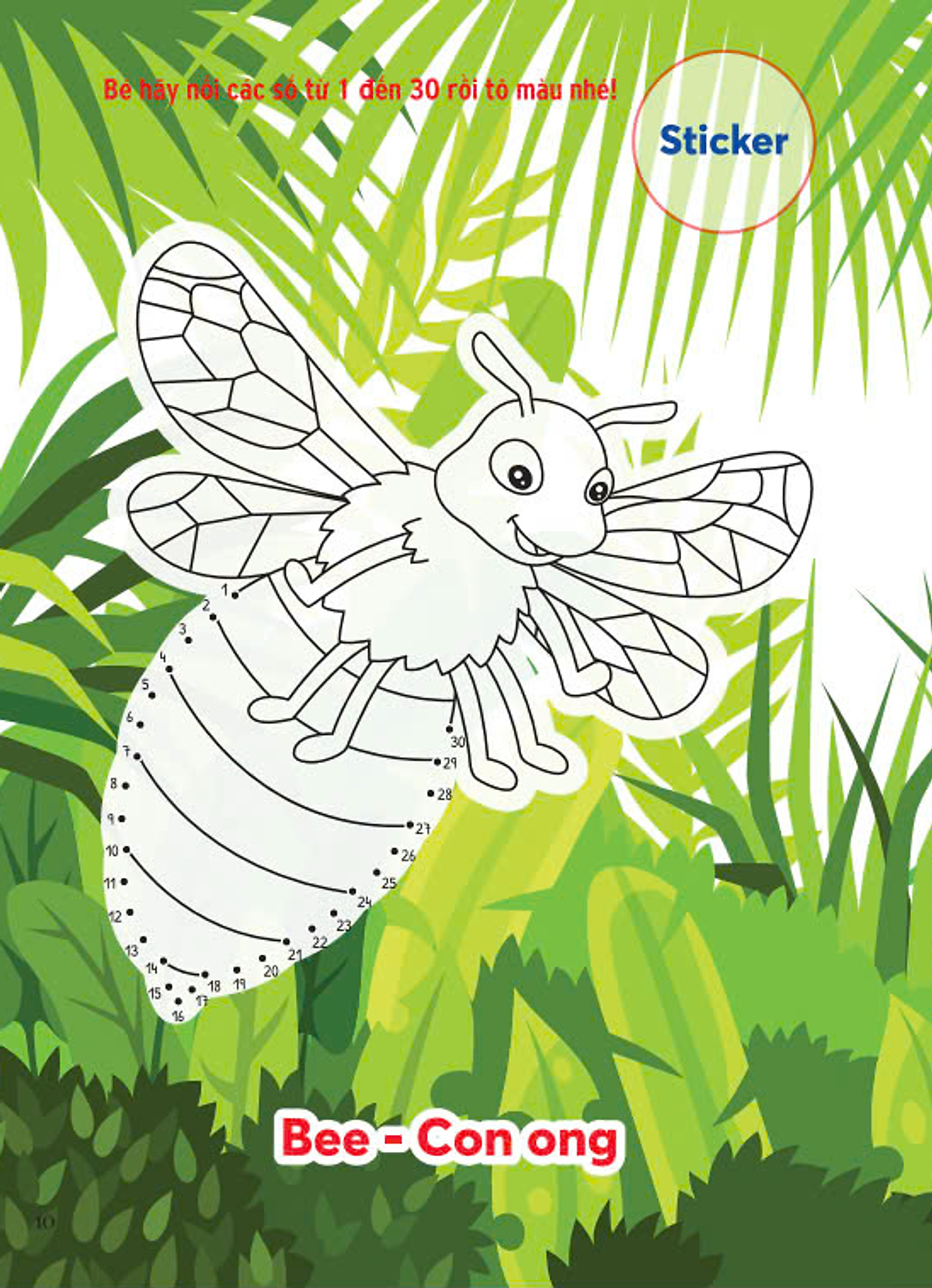 nối số và tô màu - bò sát và côn trùng - song ngữ anh-việt - Ảnh 4