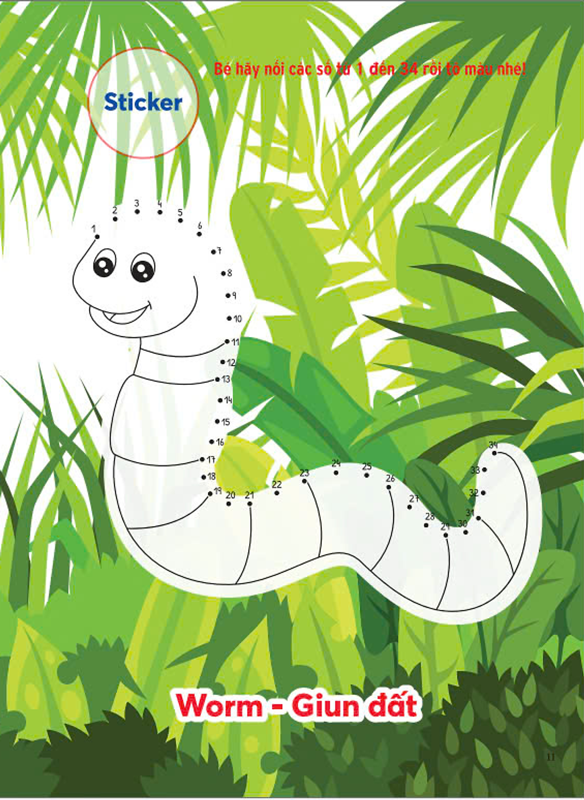 nối số và tô màu - bò sát và côn trùng - song ngữ anh-việt - Ảnh 5