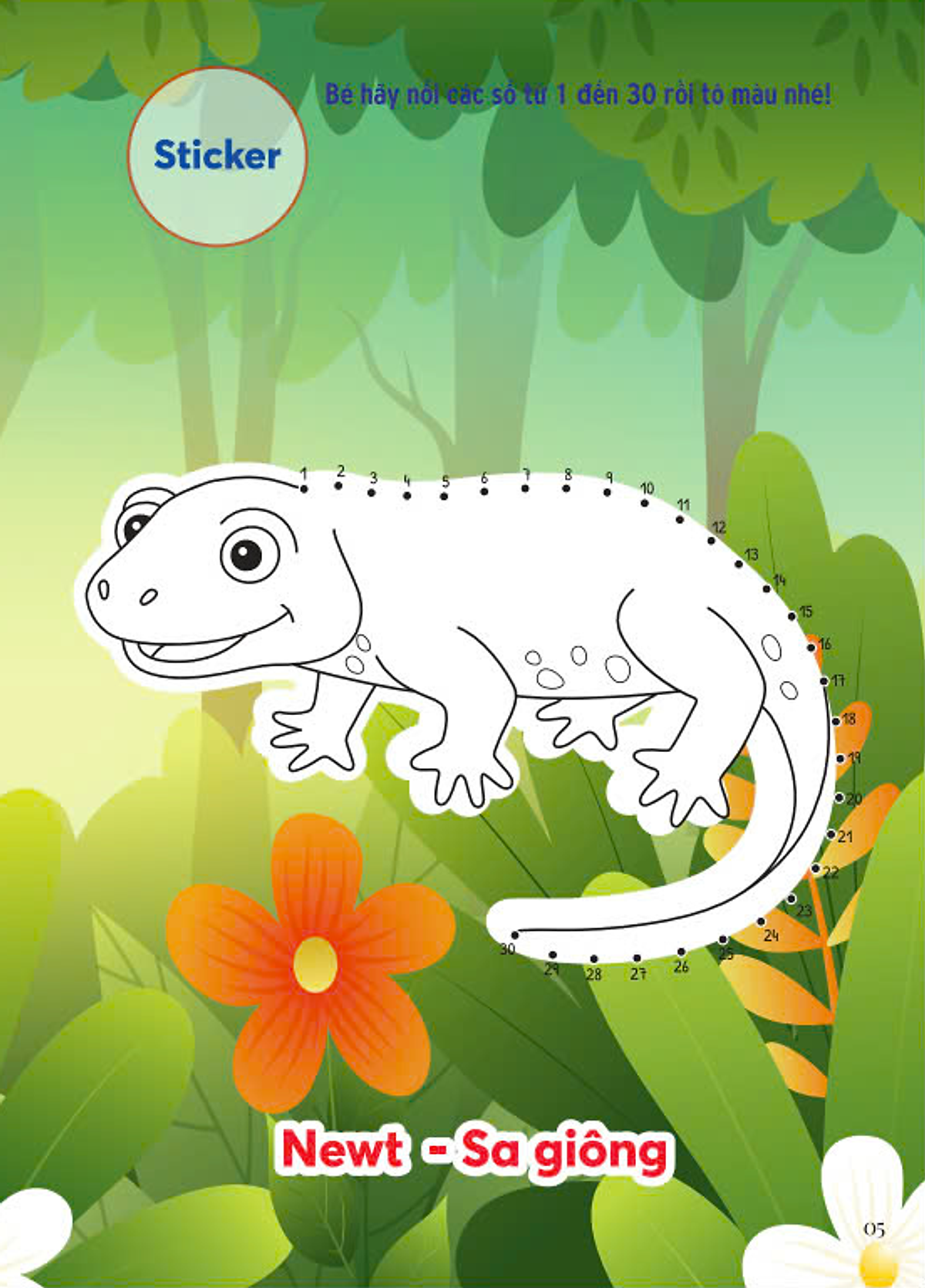 nối số và tô màu - bò sát và côn trùng - song ngữ anh-việt - Ảnh 6