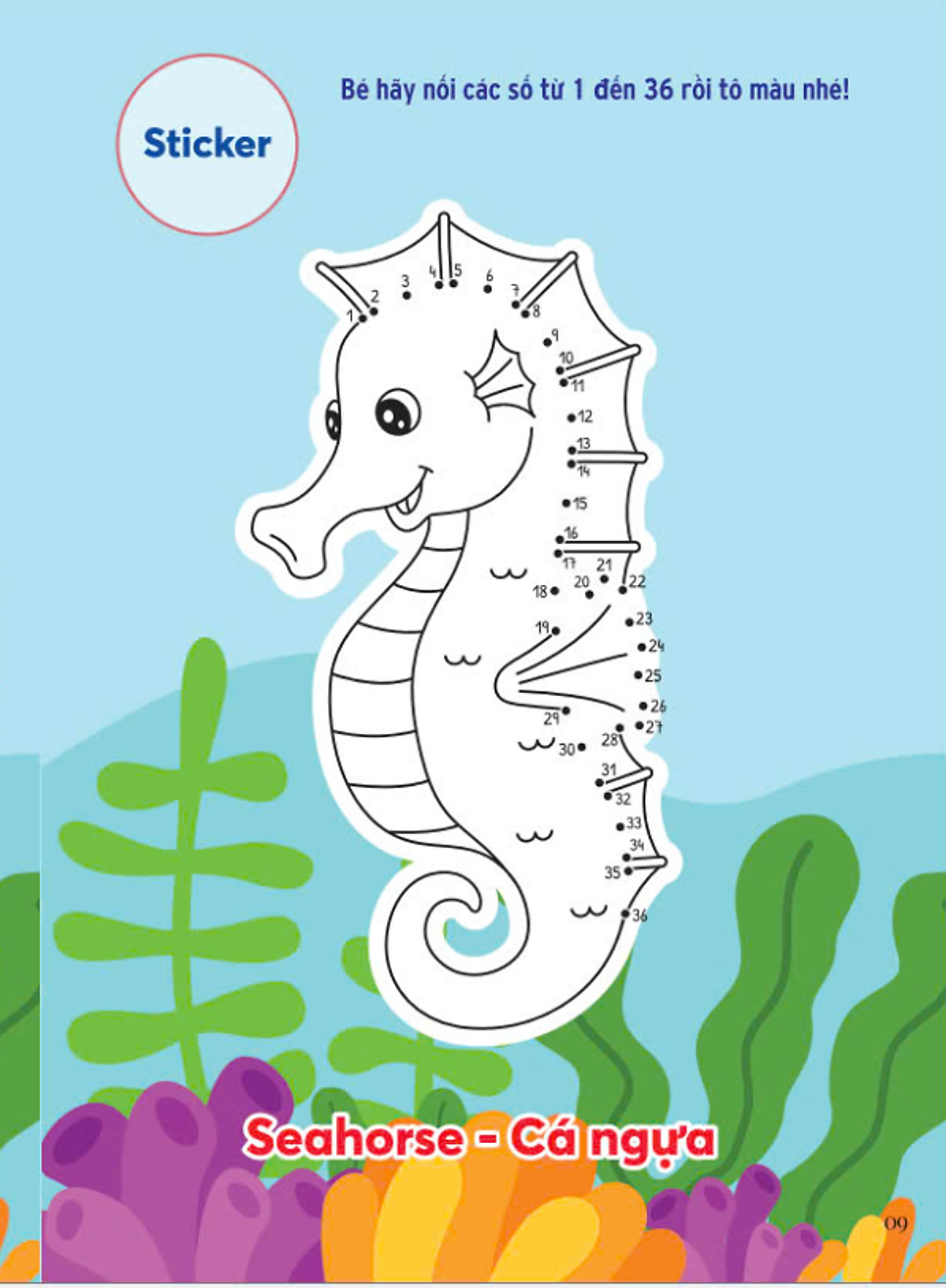 nối số và tô màu - động vật dưới đại dương - song ngữ anh-việt - Ảnh 4