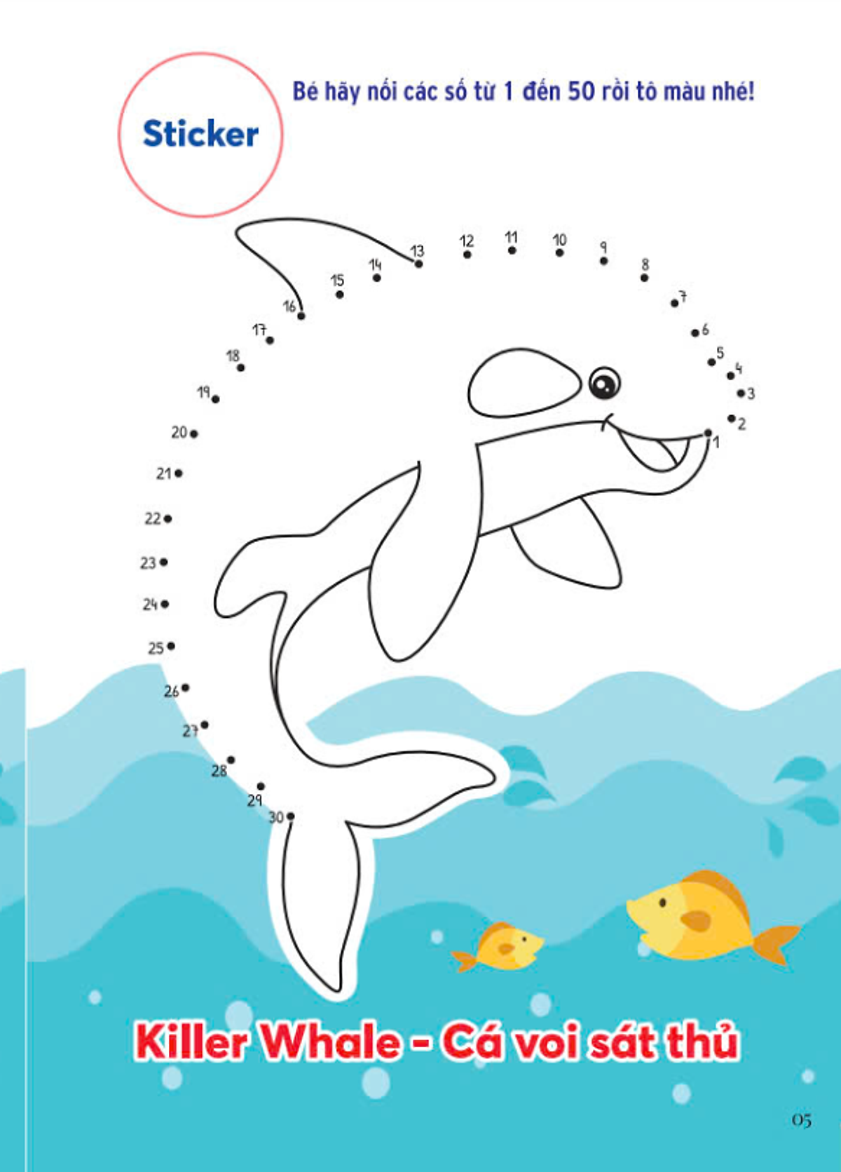 nối số và tô màu - động vật dưới đại dương - song ngữ anh-việt - Ảnh 6