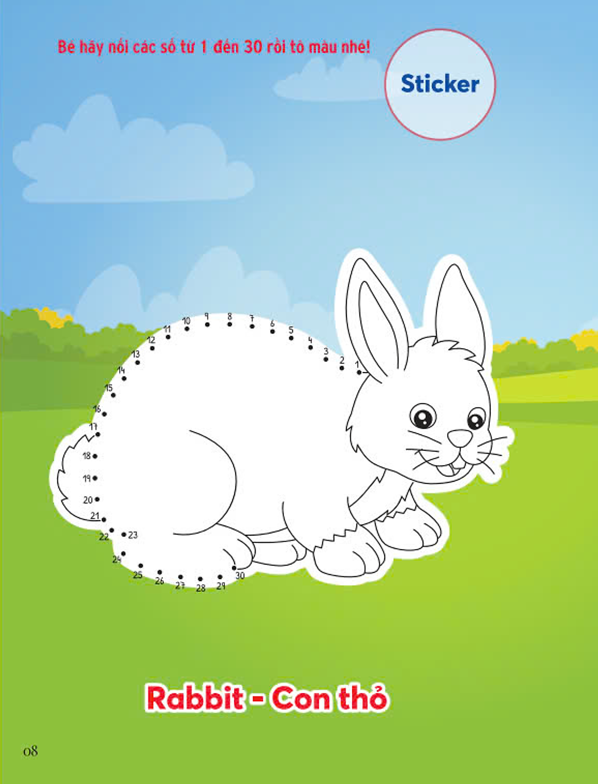 nối số và tô màu - động vật ở trang trại - song ngữ anh-việt - Ảnh 4