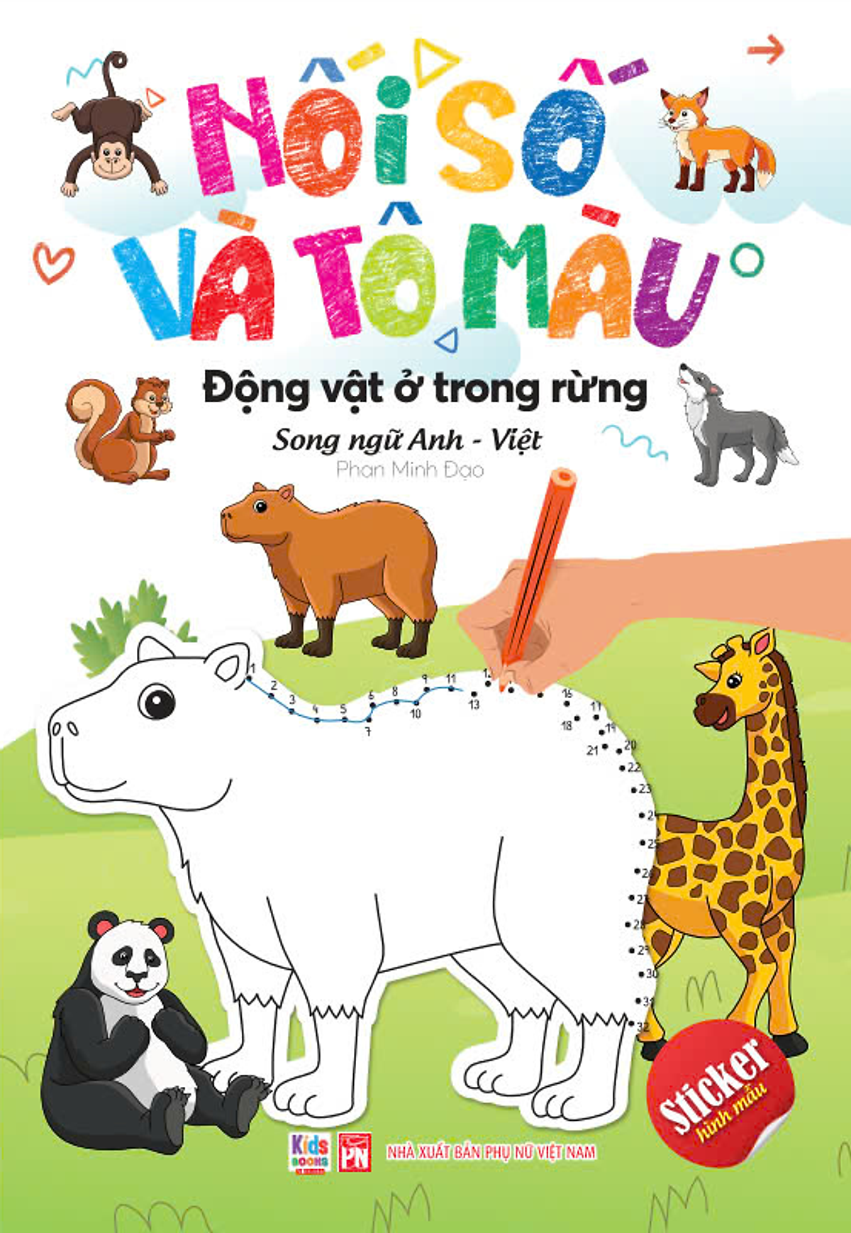 nối số và tô màu - động vật ở trong rừng - song ngữ anh-việt - Ảnh 2