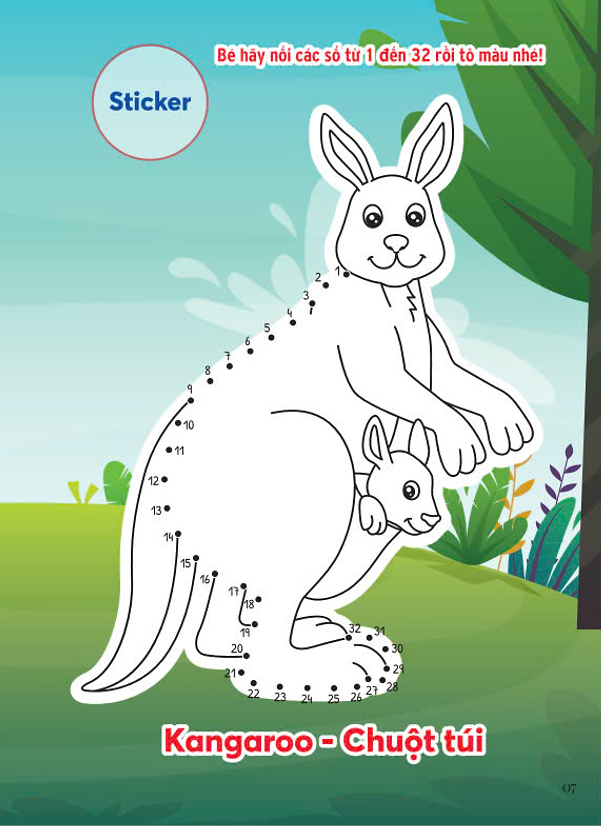 nối số và tô màu - động vật ở trong rừng - song ngữ anh-việt - Ảnh 6