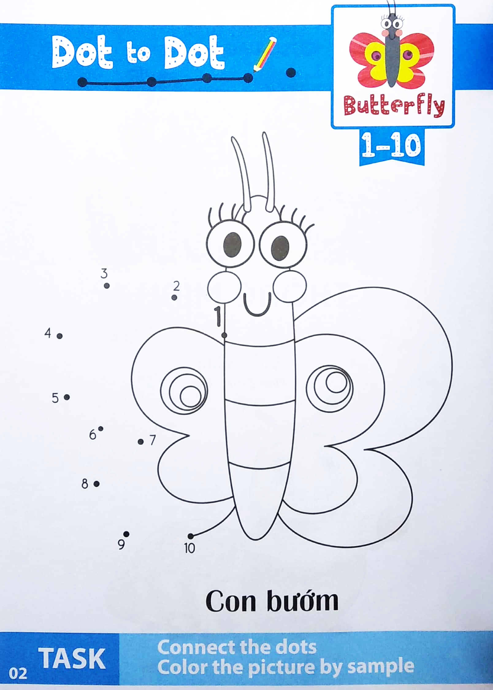 nối số và tô màu thông minh: thế giới động vật - côn trùng (song ngữ anh - việt) - Ảnh 3