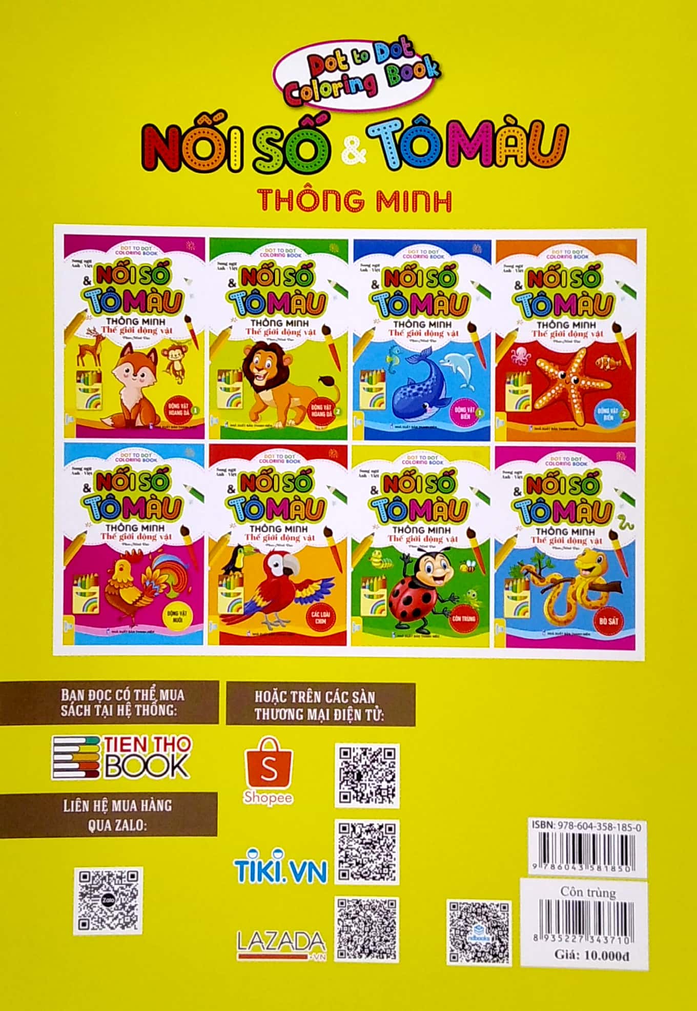 nối số và tô màu thông minh: thế giới động vật - côn trùng (song ngữ anh - việt) - Ảnh 6