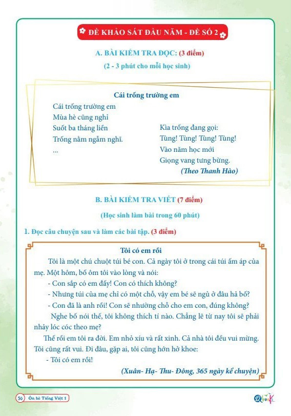 ôn hè tiếng việt 1 - dành cho học sinh lớp 1 lên lớp 2 - Ảnh 8