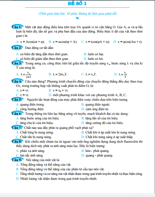 ôn luyện đề thi mẫu thpt quốc gia 2019 - môn vật lí - Ảnh 3
