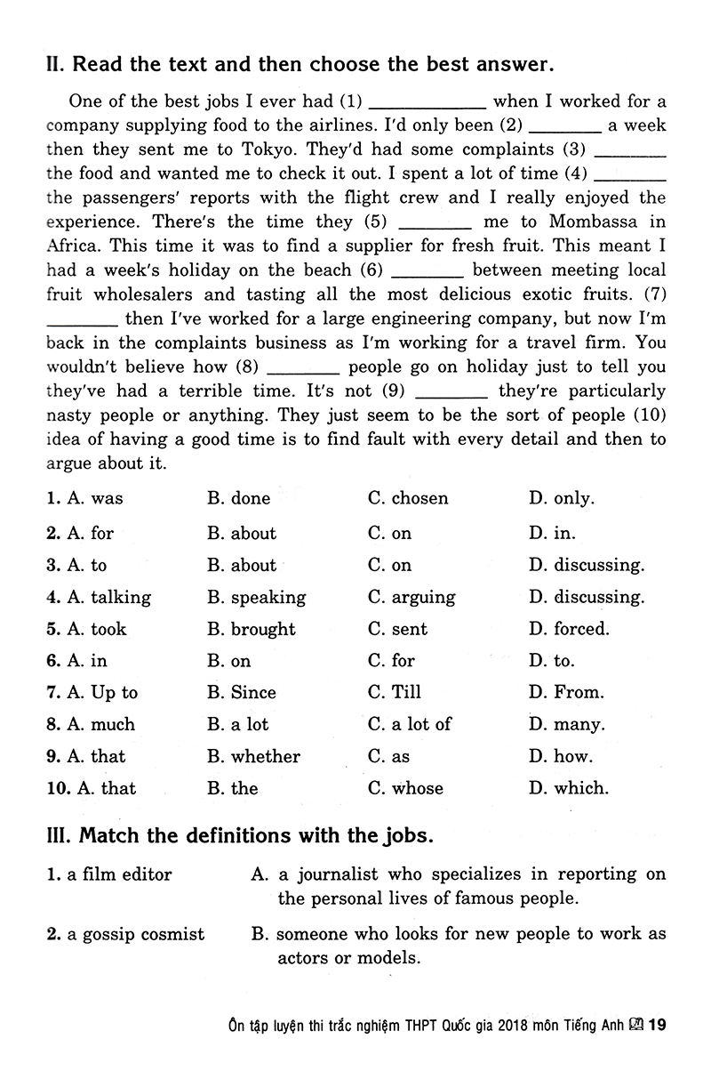 ôn tập luyện thi trắc nghiệm thpt quốc gia 2019 - môn tiếng anh - Ảnh 18