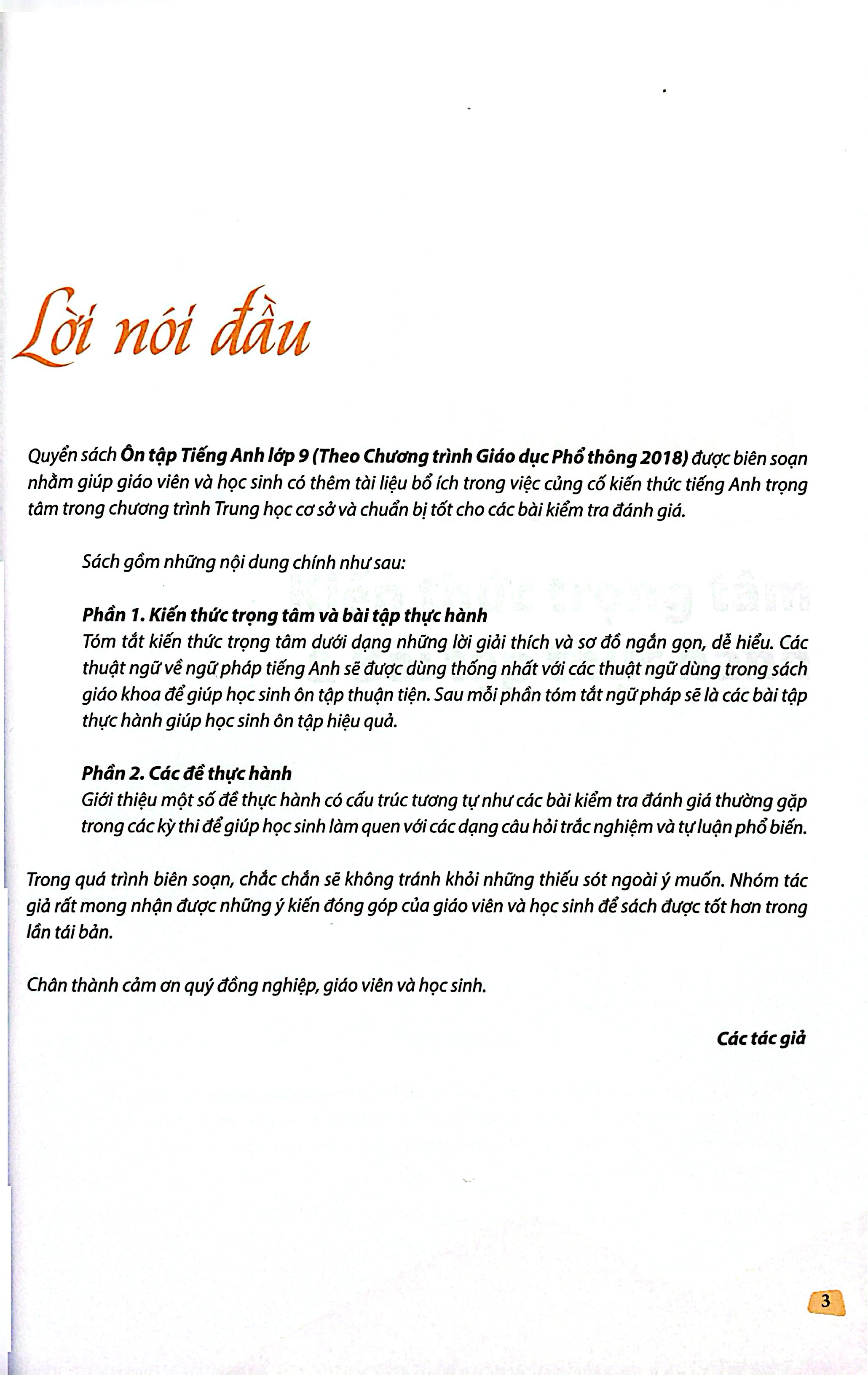 Ôn Tập Tiếng Anh Lớp 9 (Theo Chương Trình Giáo Dục Phổ Thông 2018) - Ảnh 3