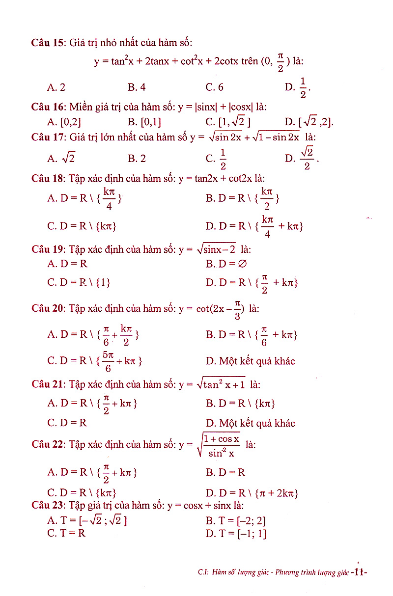 phân dạng và phương pháp giải các dạng bài tập trắc nghiệm đại số - giải tích 11 - Ảnh 10