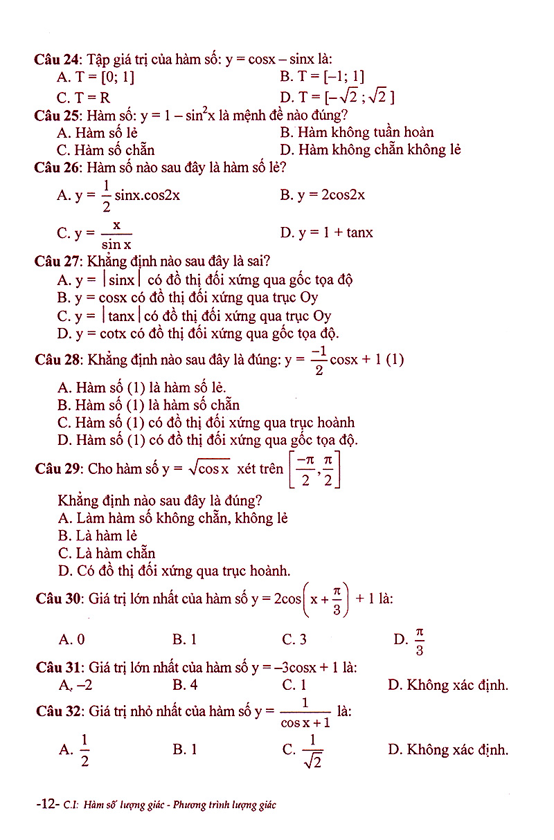 phân dạng và phương pháp giải các dạng bài tập trắc nghiệm đại số - giải tích 11 - Ảnh 11