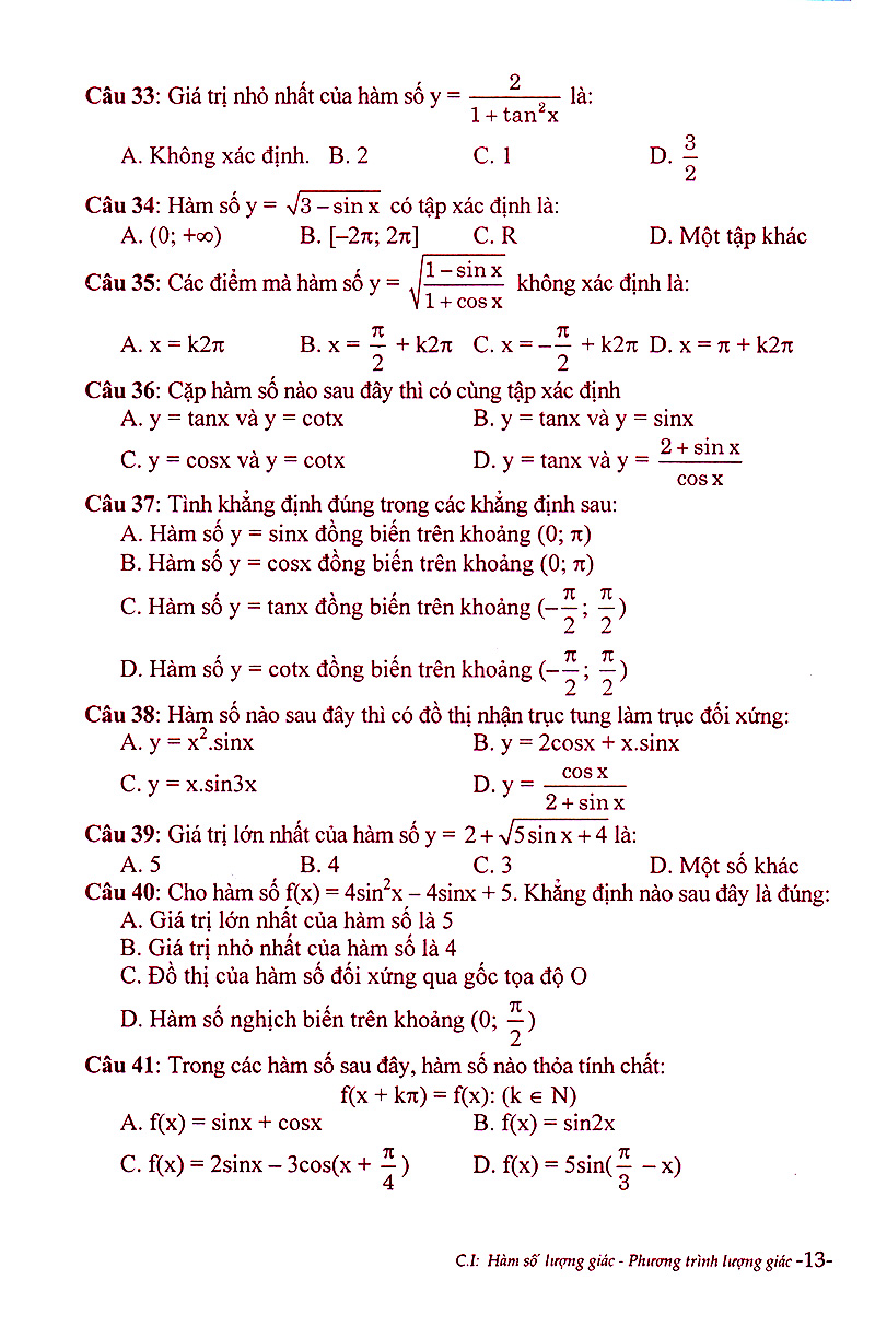 phân dạng và phương pháp giải các dạng bài tập trắc nghiệm đại số - giải tích 11 - Ảnh 12
