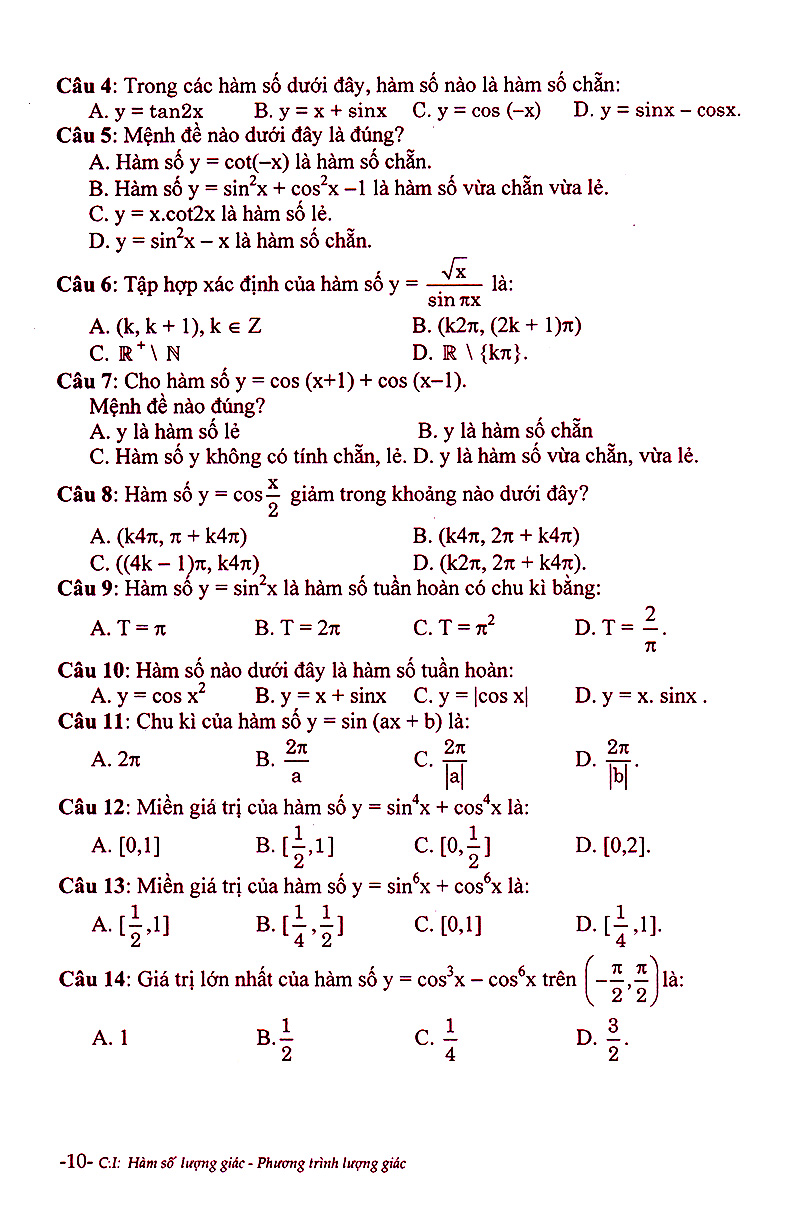 phân dạng và phương pháp giải các dạng bài tập trắc nghiệm đại số - giải tích 11 - Ảnh 9