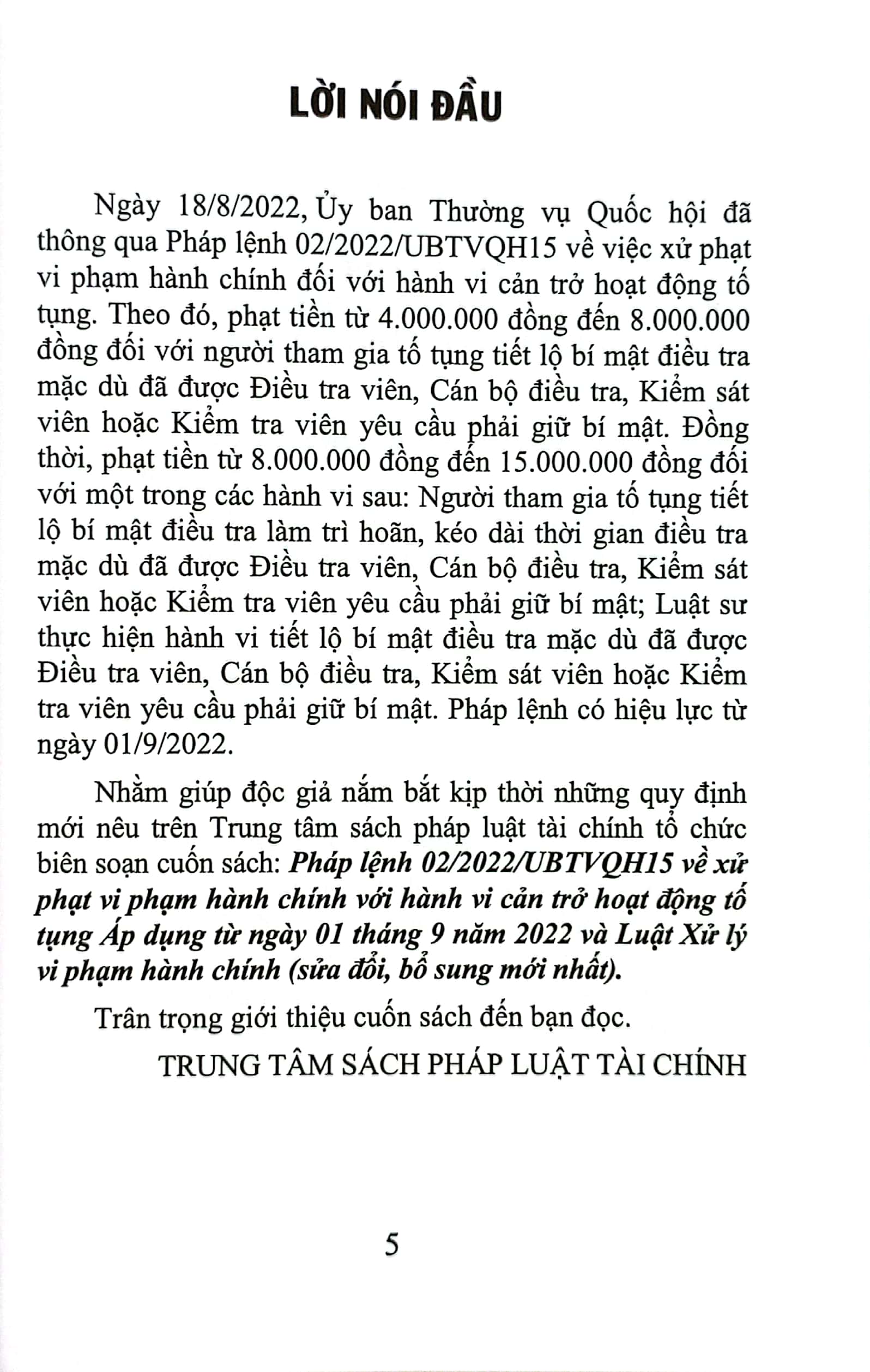 pháp lệnh 02/2022/ubtvqh15 về xử phạt vi phạm hành chính với hành vi cản trở hoạt động tố tụng áp dụng từ ngày 01 tháng 9 năm 2022 và luật xử lý vi phạm hành chính (sửa đổi, bổ sung mới nhất) - Ảnh 4