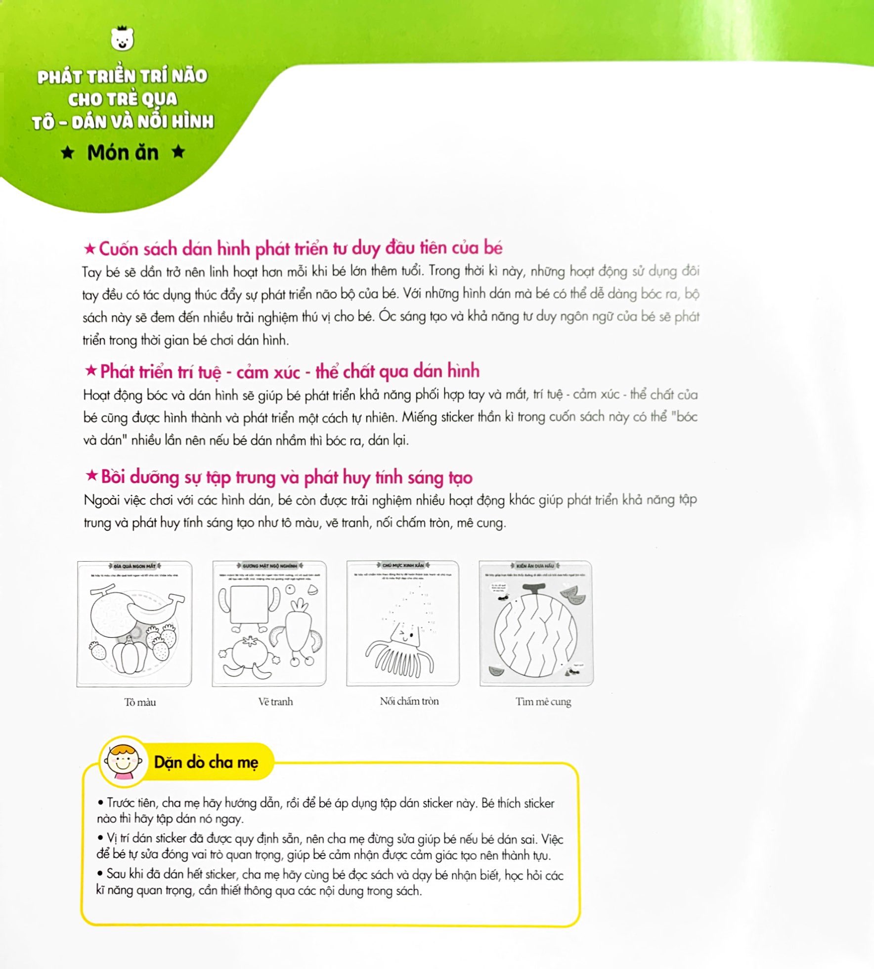 phát triển trí não cho trẻ qua tô-dán và nối hình - món ăn - Ảnh 3