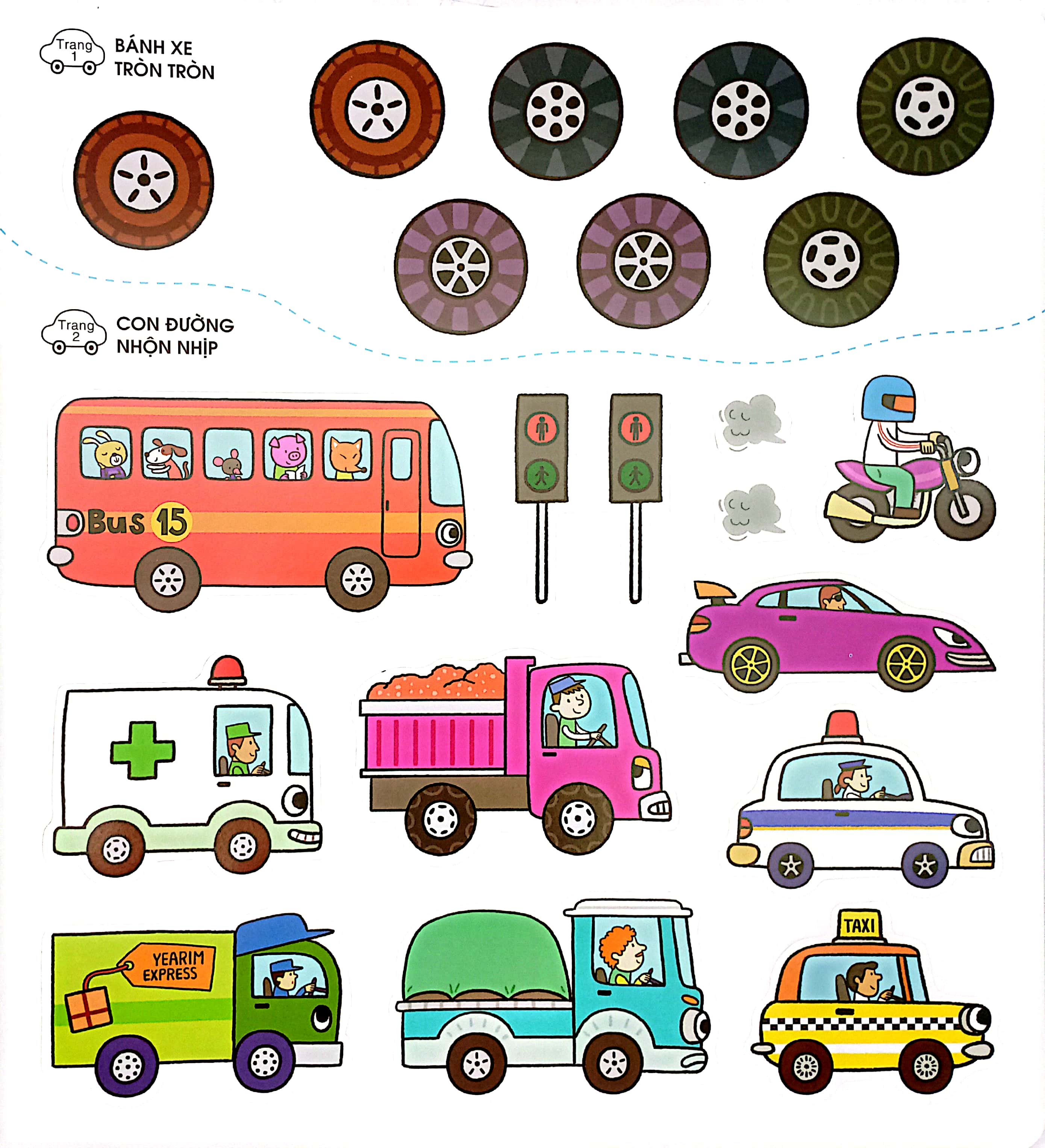 phát triển trí não cho trẻ qua tô - dán và nối hình - phương tiện giao thông - Ảnh 7