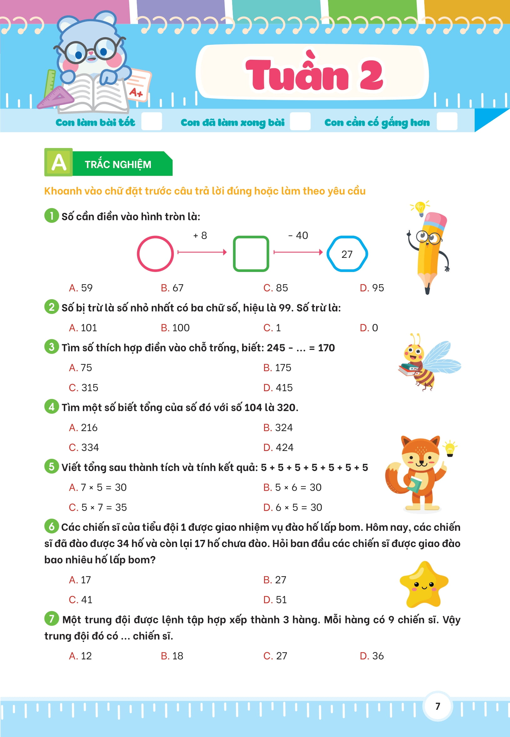 Bộ Phiếu Bài Tập Củng Cố Toán Theo Tuần 3 - Ảnh 15