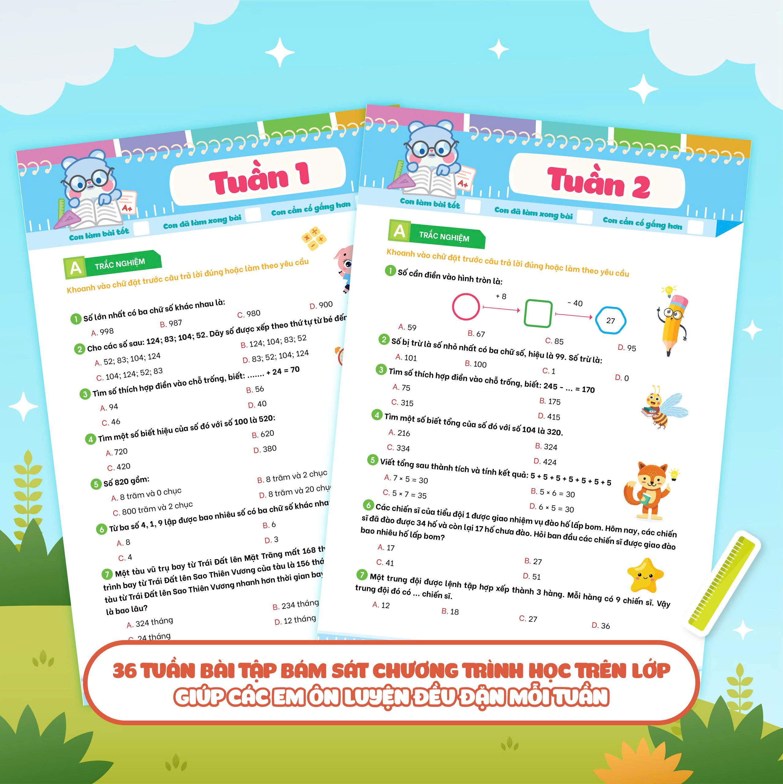 Bộ Phiếu Bài Tập Củng Cố Toán Theo Tuần 3 - Ảnh 5