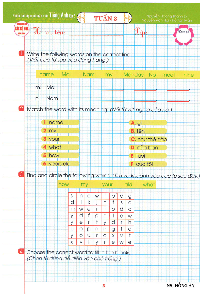 phiếu bài tập cuối tuần môn tiếng anh - lớp 3 - Ảnh 6