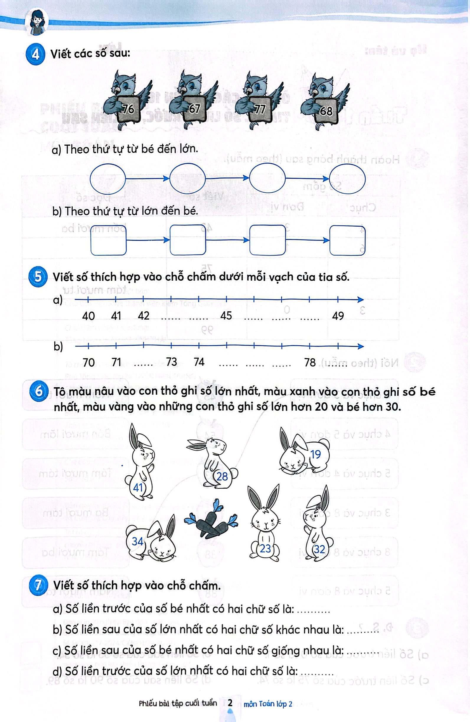 phiếu bài tập cuối tuần môn toán lớp 2 (kết nối) - Ảnh 7