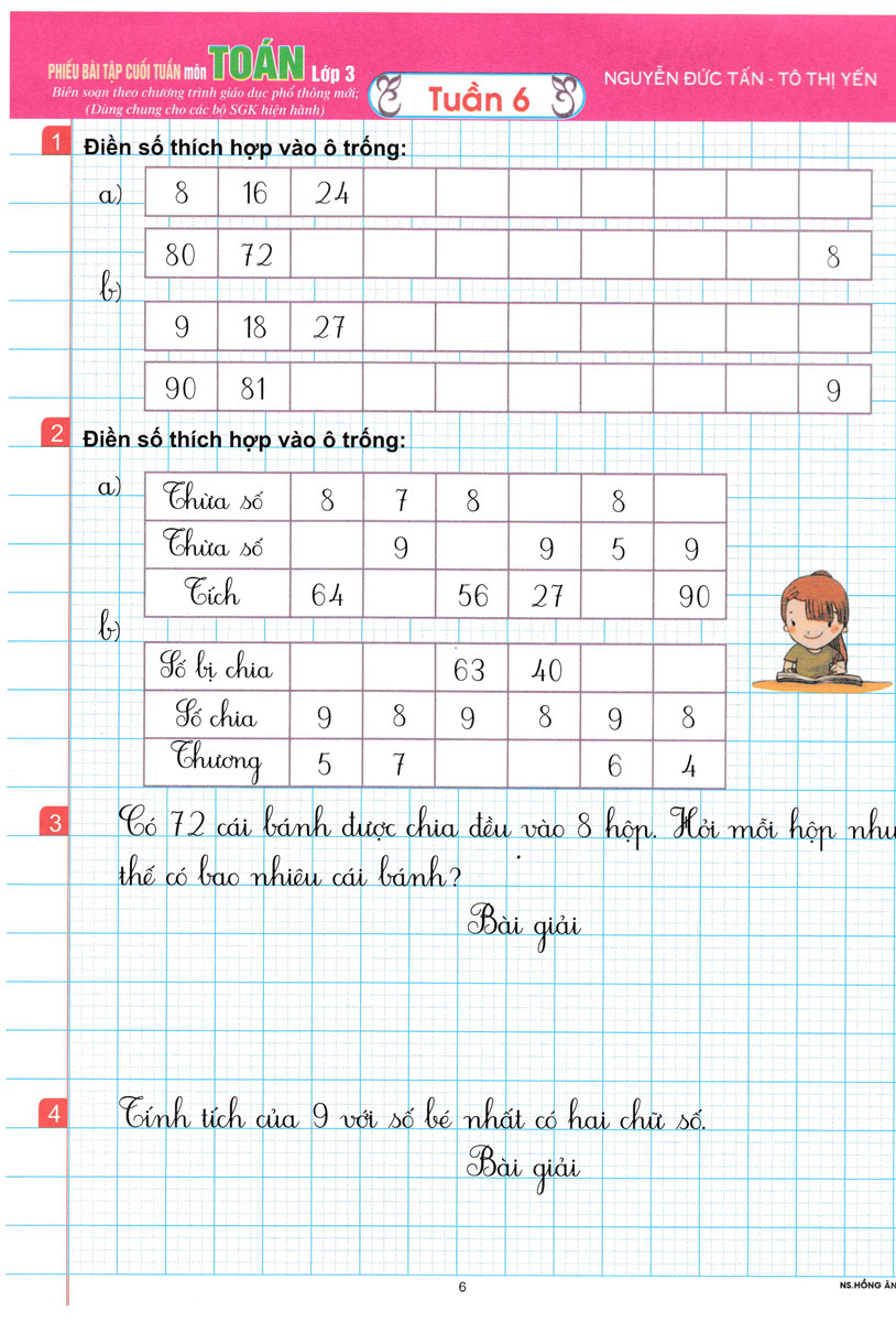 phiếu bài tập cuối tuần môn toán - lớp 3 - Ảnh 7