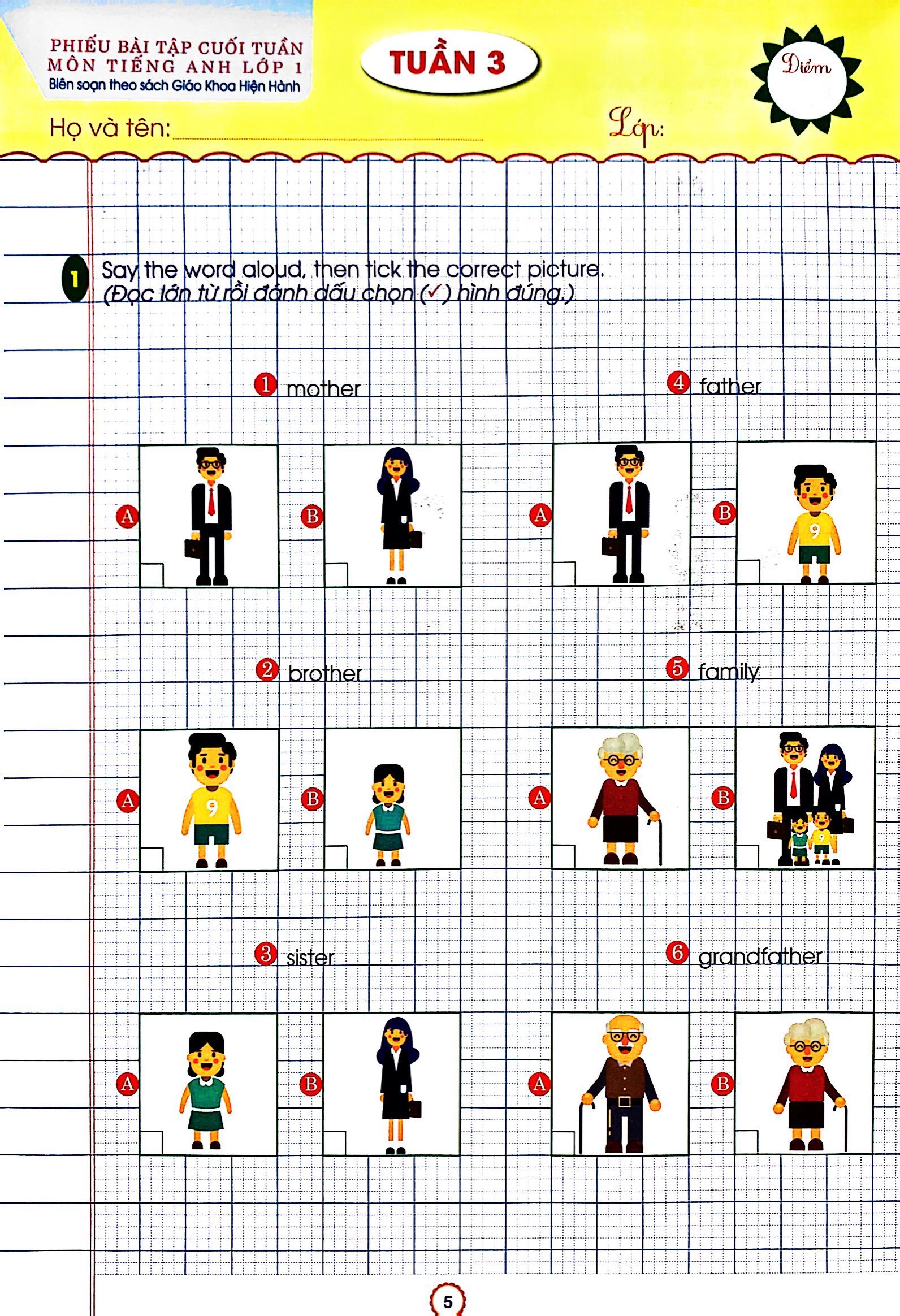 phiếu bài tập cuối tuần - tiếng anh lớp 1 (biên soạn theo sgk mới hiện hành) - Ảnh 5