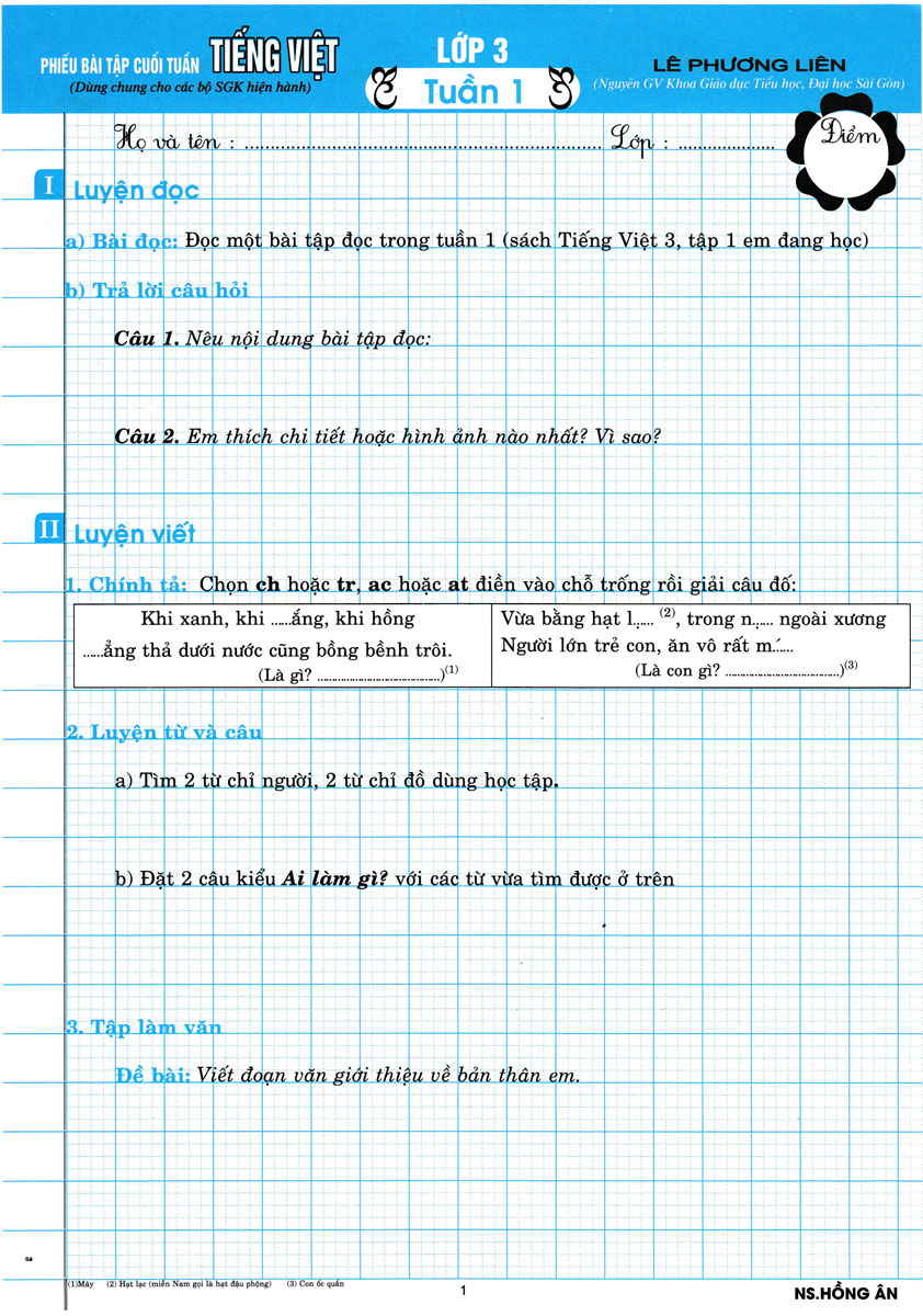 phiếu bài tập cuối tuần tiếng việt - lớp 3 - Ảnh 2