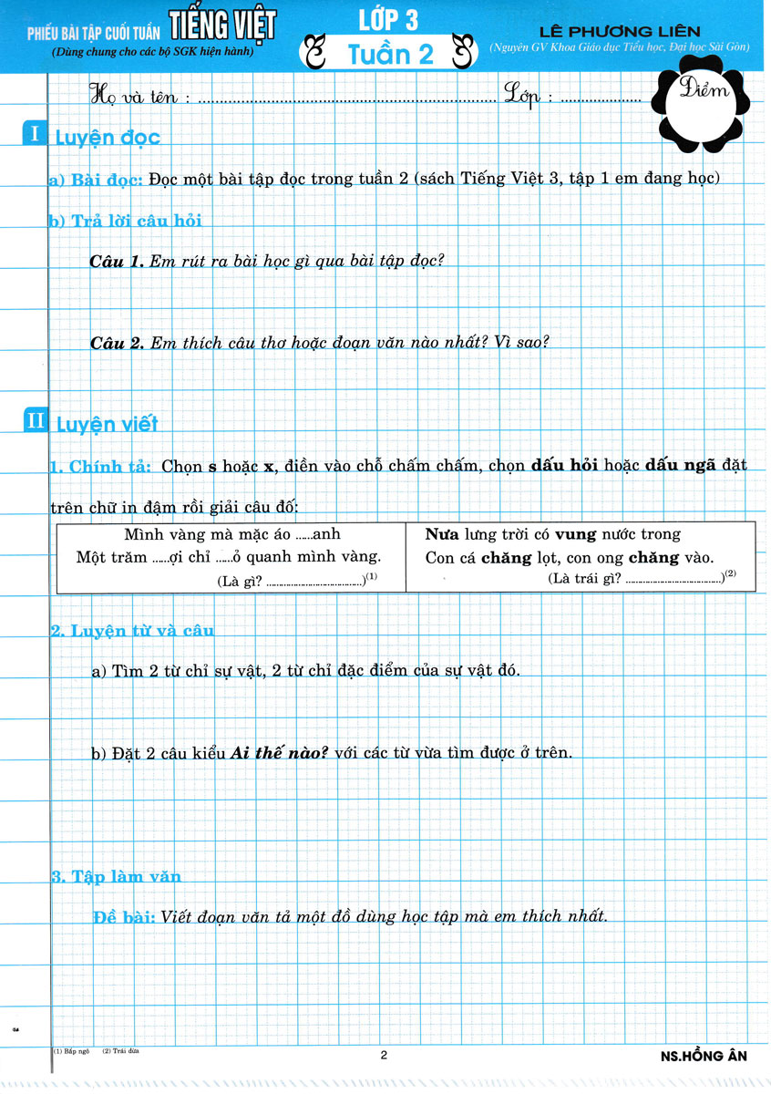 phiếu bài tập cuối tuần tiếng việt - lớp 3 - Ảnh 3