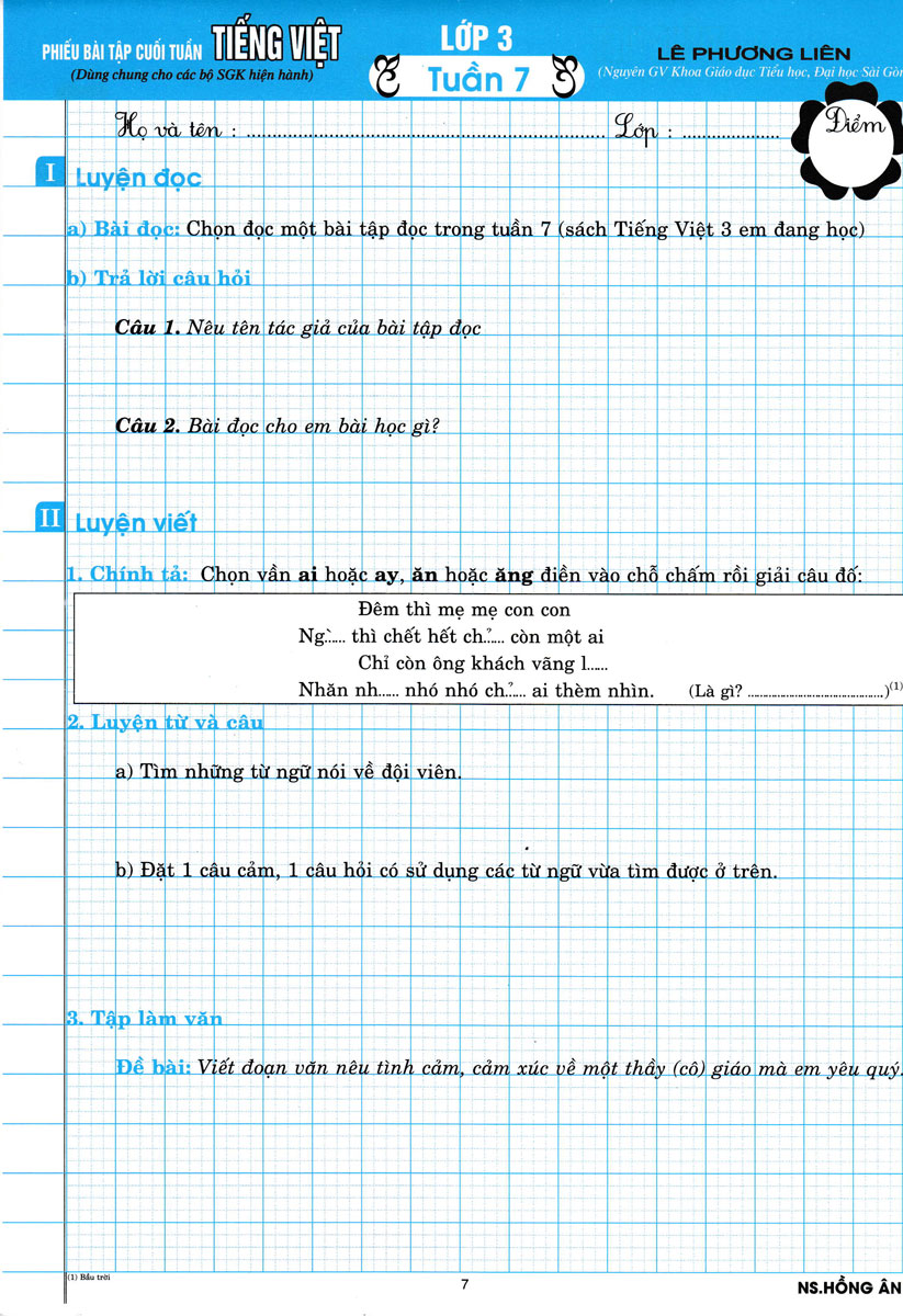 phiếu bài tập cuối tuần tiếng việt - lớp 3 - Ảnh 8