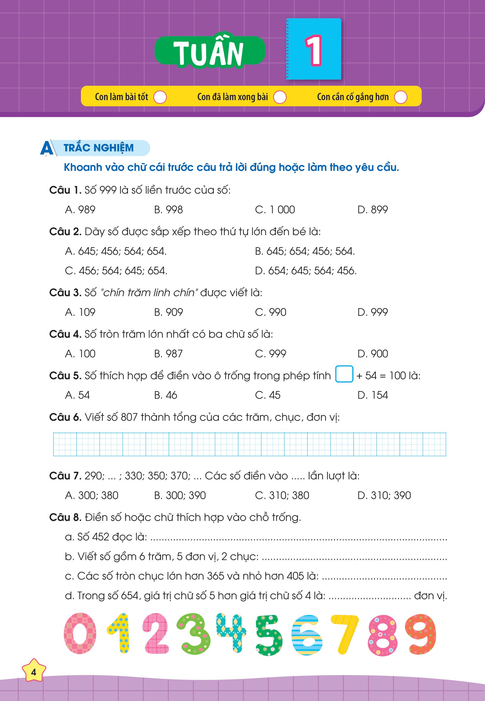 phiếu bài tập cuối tuần toán 3 - Ảnh 5