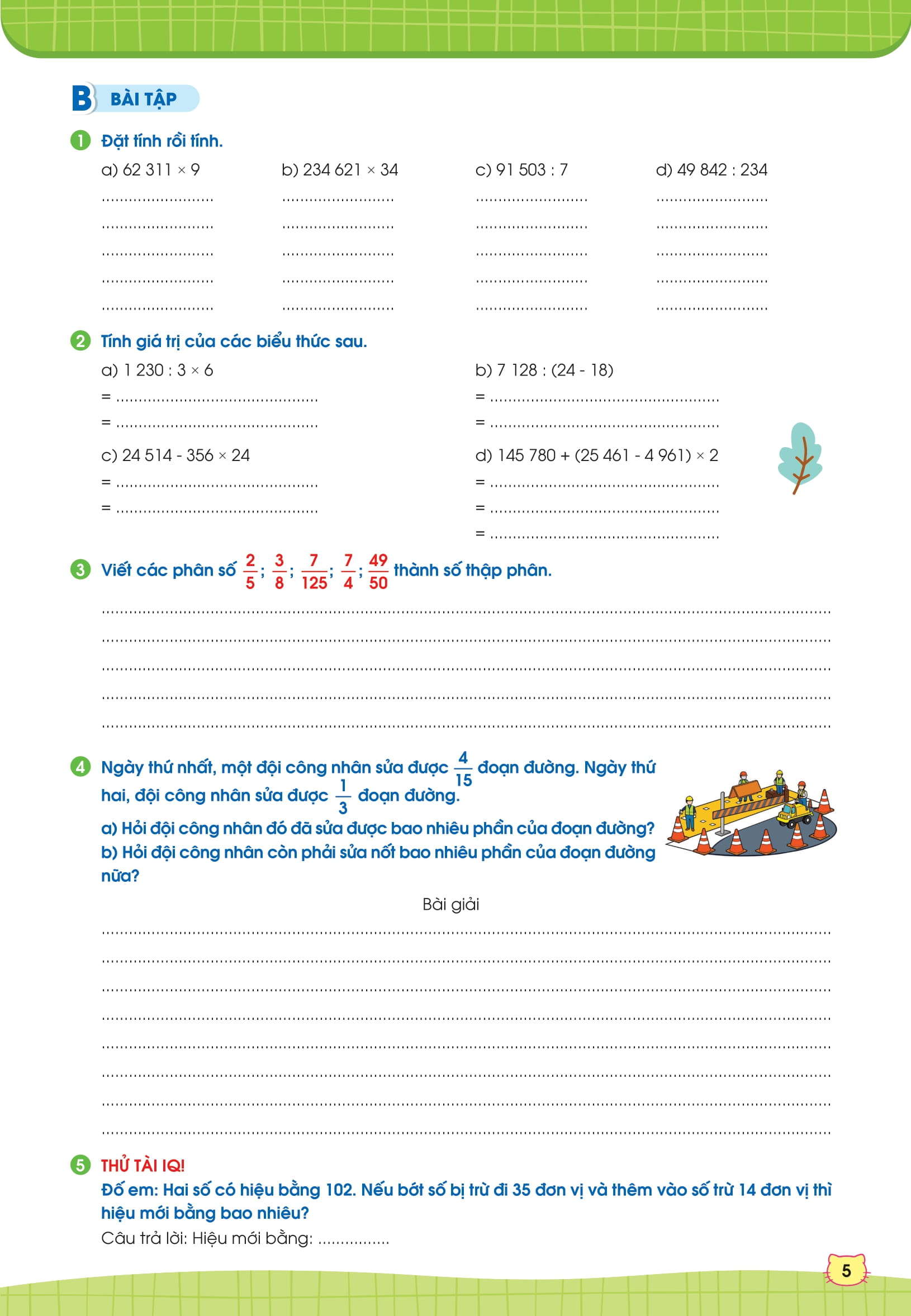 Phiếu Bài Tập Cuối Tuần Toán 5 - Ảnh 6