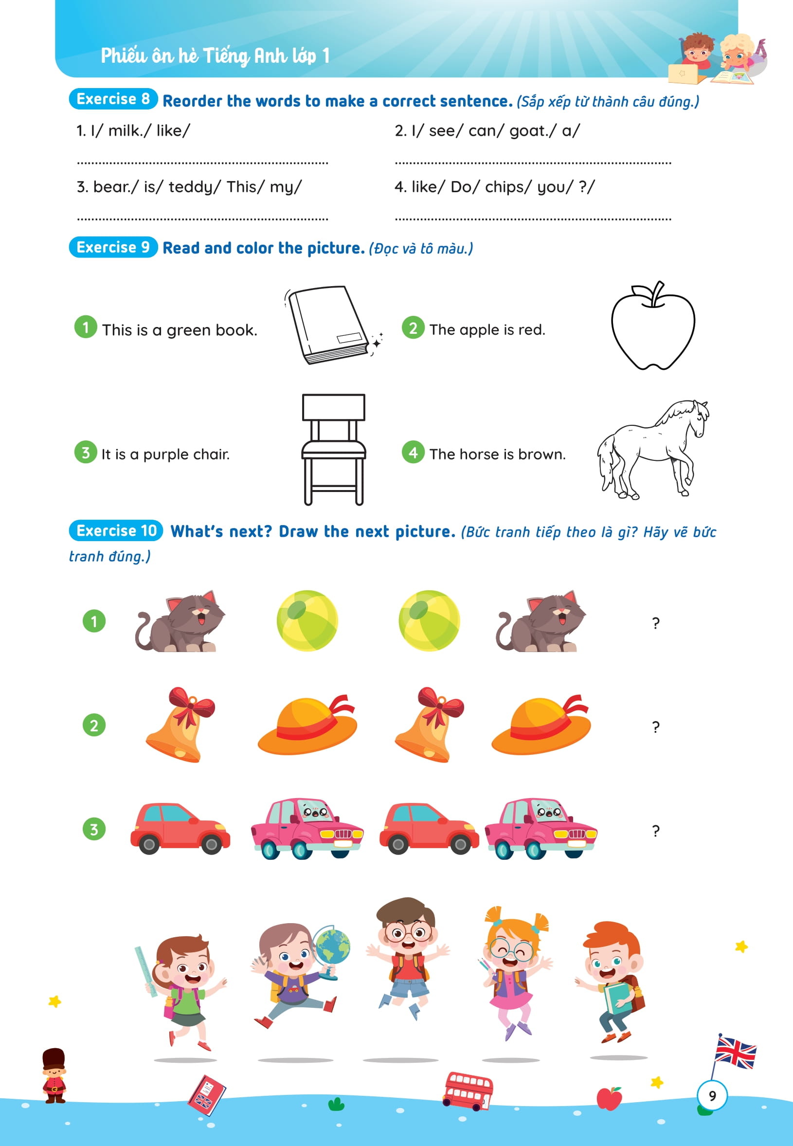 Phiếu Ôn Hè Tiếng Anh Lớp 1 - Ảnh 10