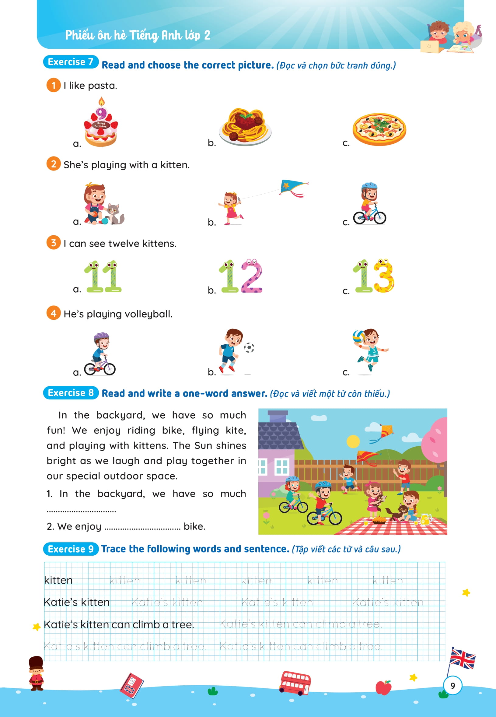 Phiếu Ôn Hè Tiếng Anh Lớp 2 - Ảnh 10