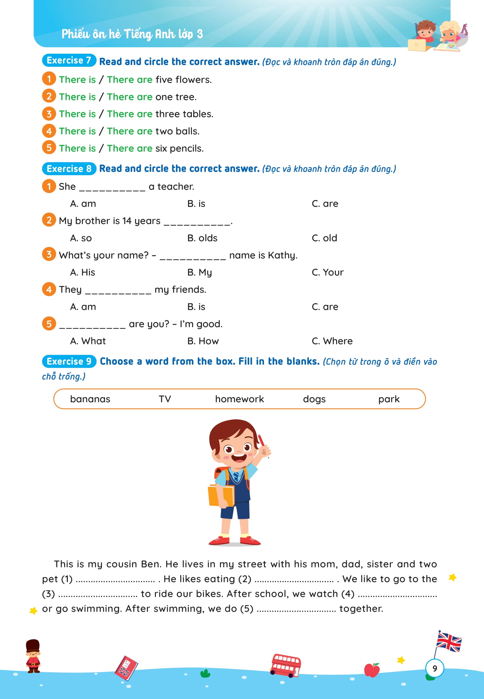 Phiếu Ôn Hè Tiếng Anh Lớp 3 - Ảnh 10