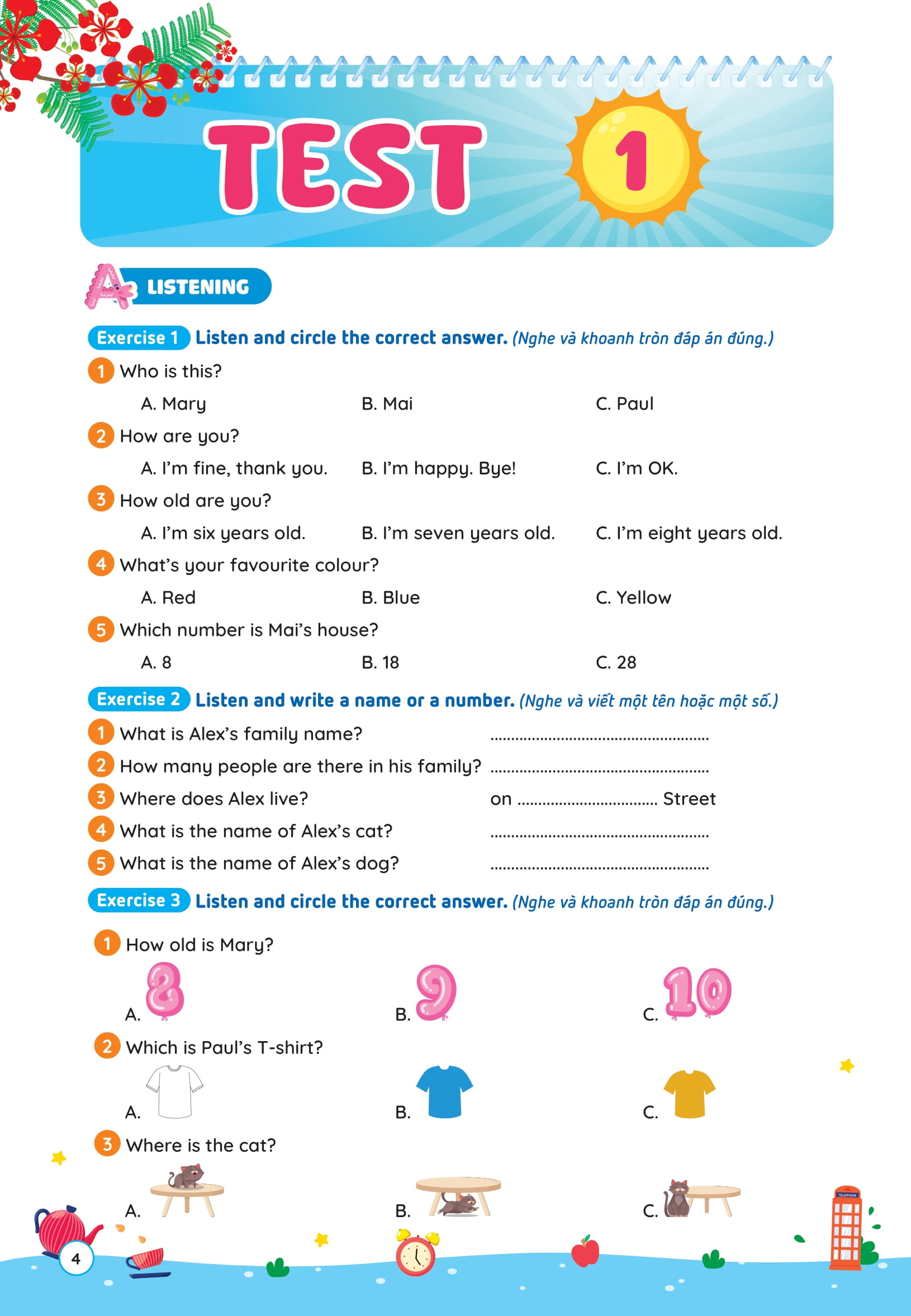 Phiếu Ôn Hè Tiếng Anh Lớp 3 - Ảnh 5