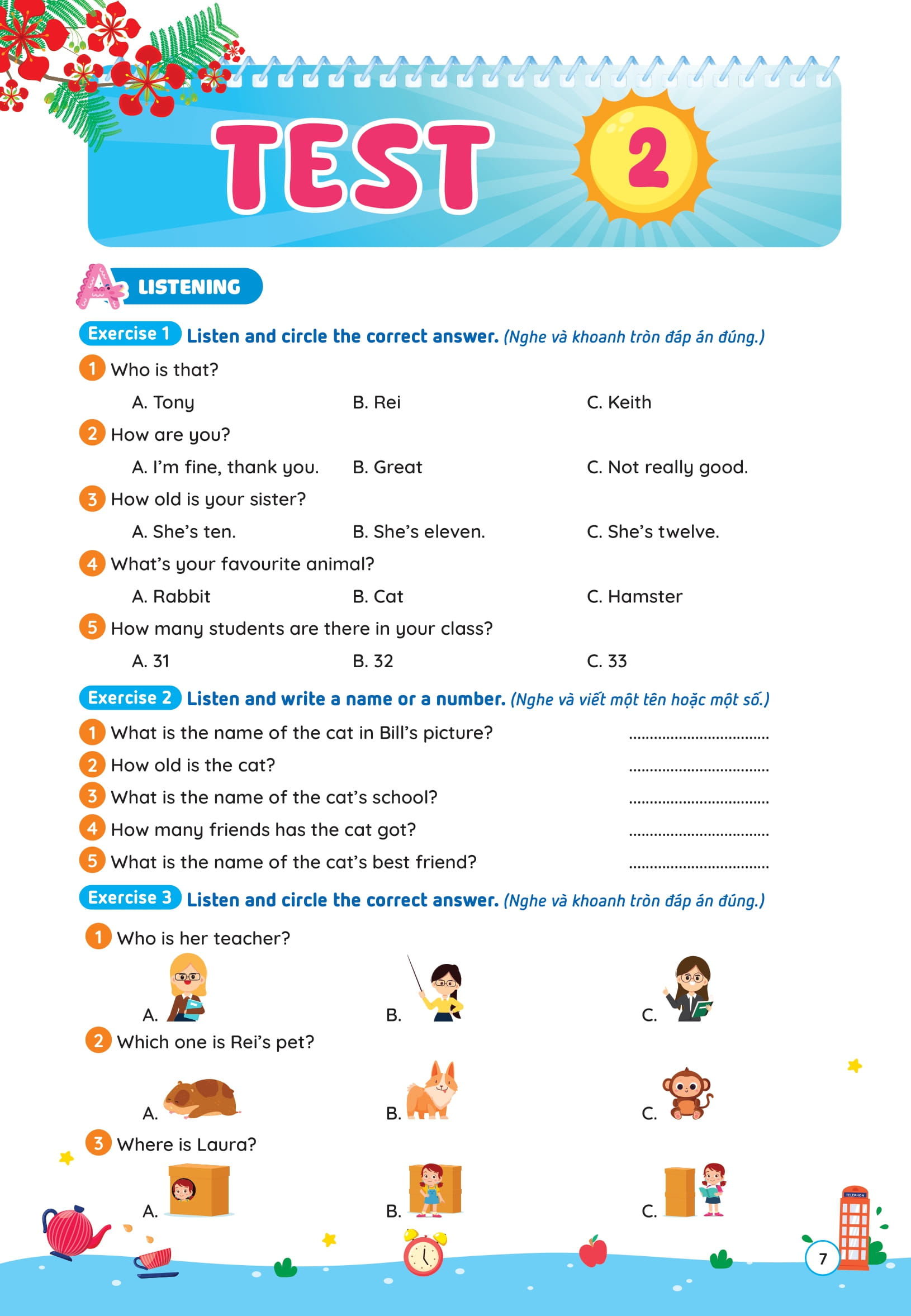 Phiếu Ôn Hè Tiếng Anh Lớp 3 - Ảnh 8