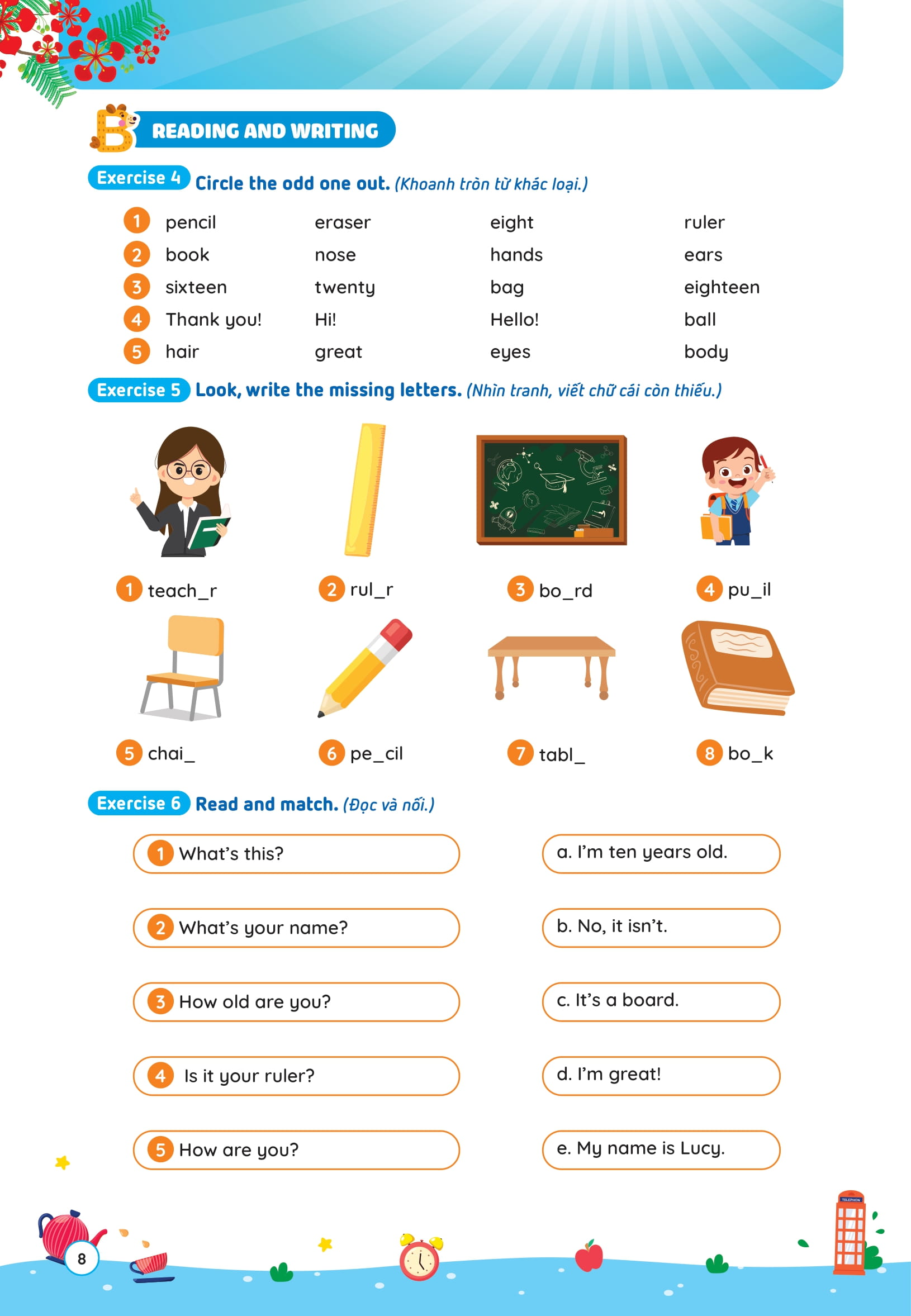 Phiếu Ôn Hè Tiếng Anh Lớp 3 - Ảnh 9