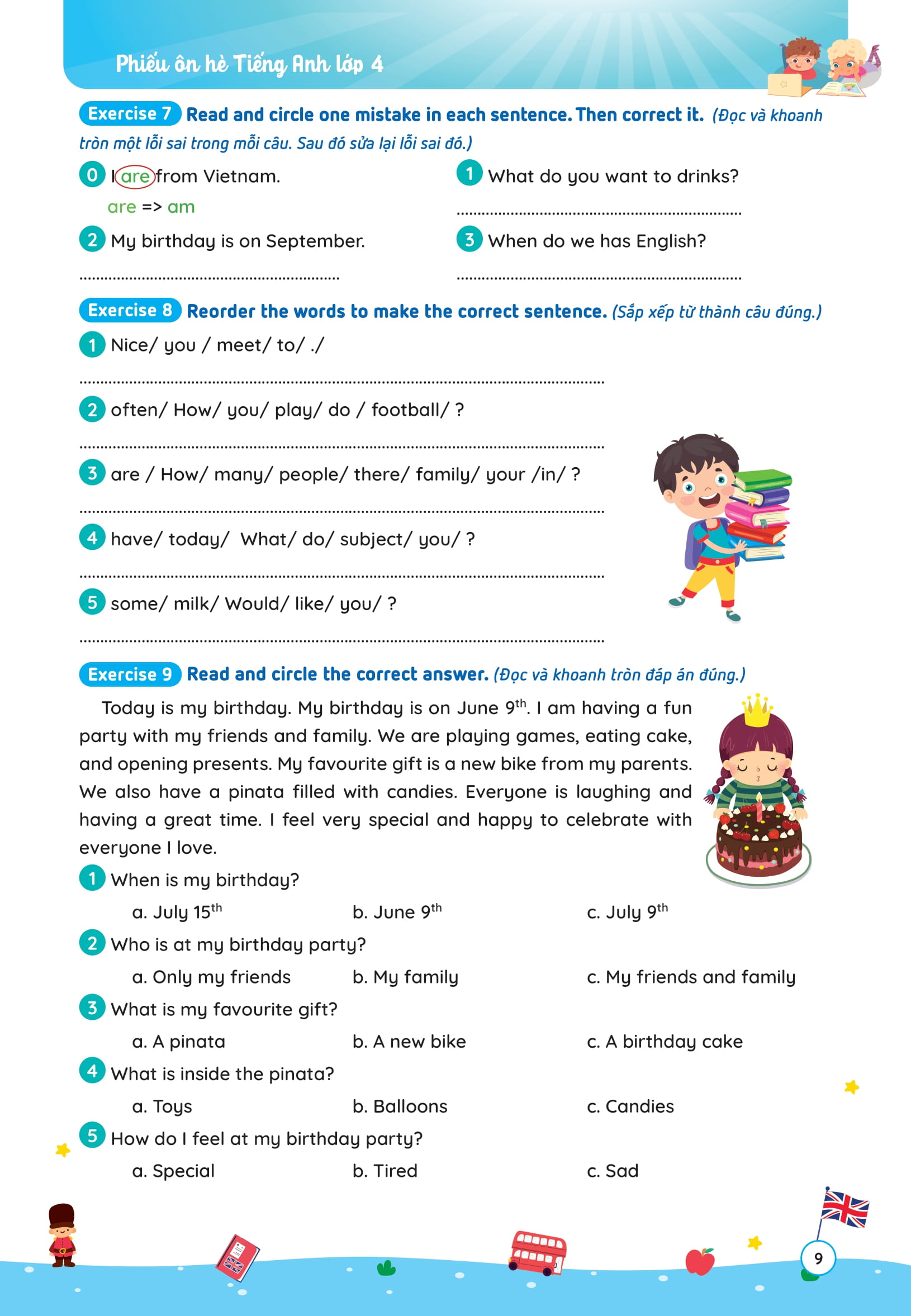 Phiếu Ôn Hè Tiếng Anh Lớp 4 - Ảnh 10