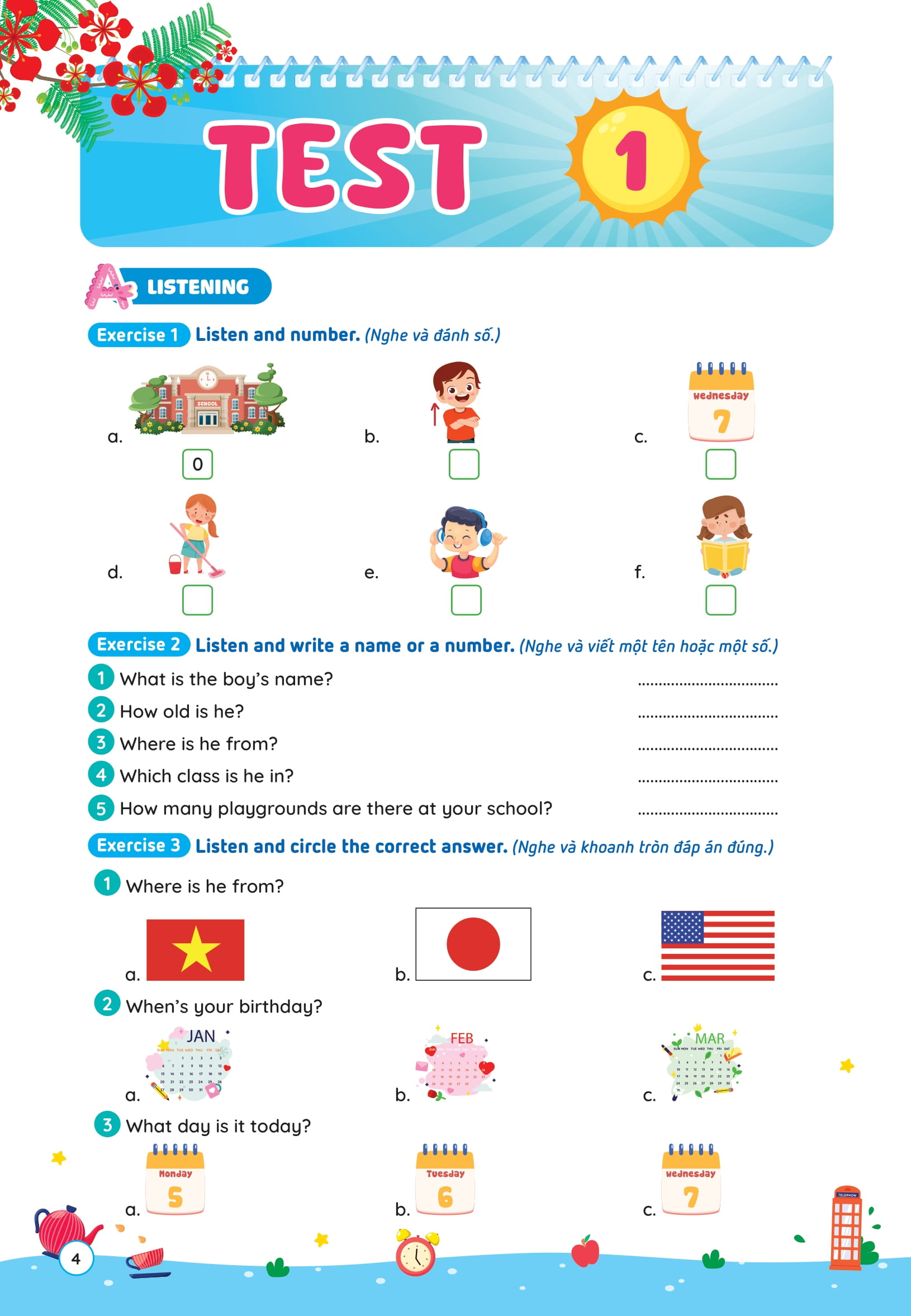 Phiếu Ôn Hè Tiếng Anh Lớp 4 - Ảnh 5