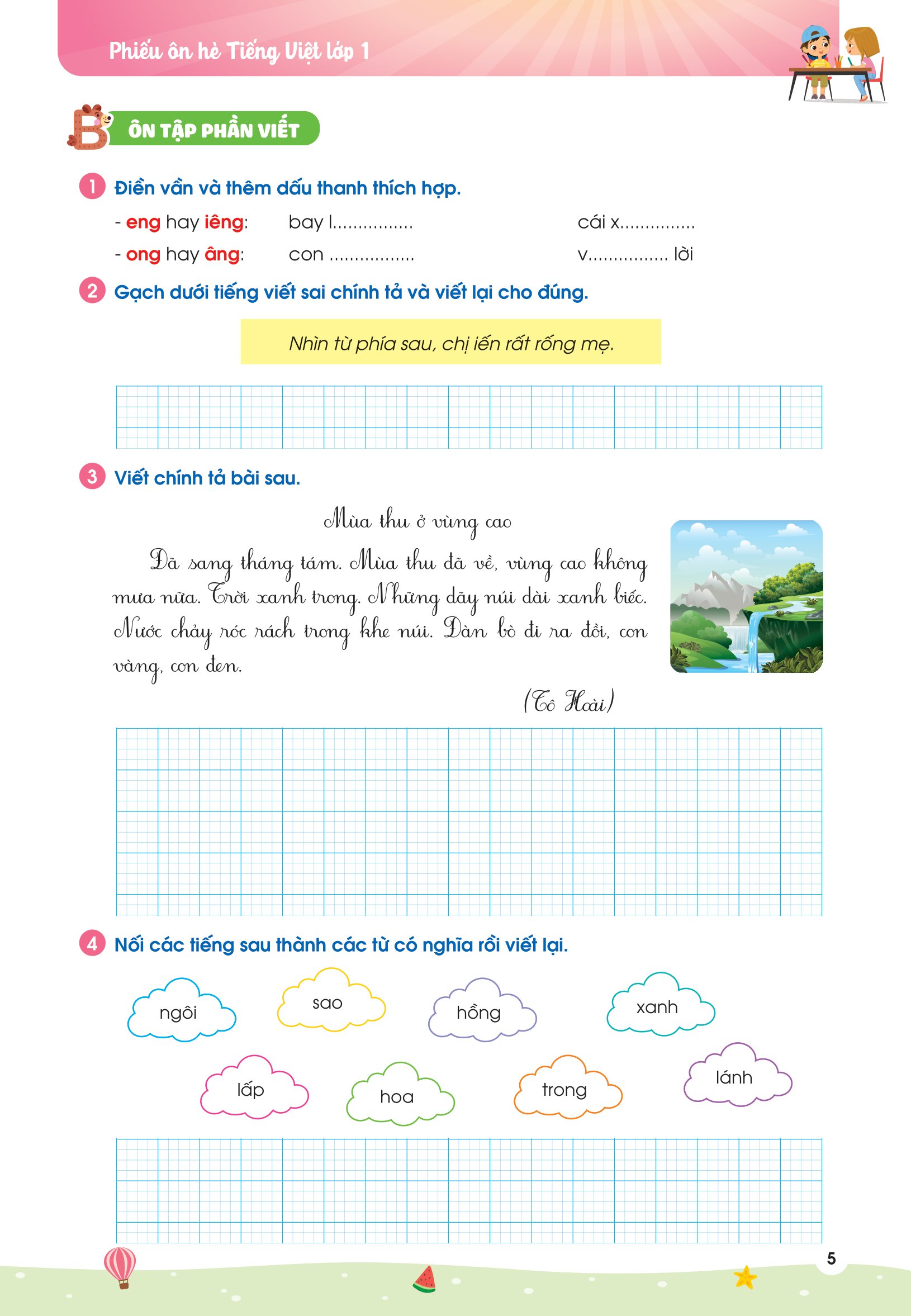 phiếu ôn hè tiếng việt lớp 1 - Ảnh 6