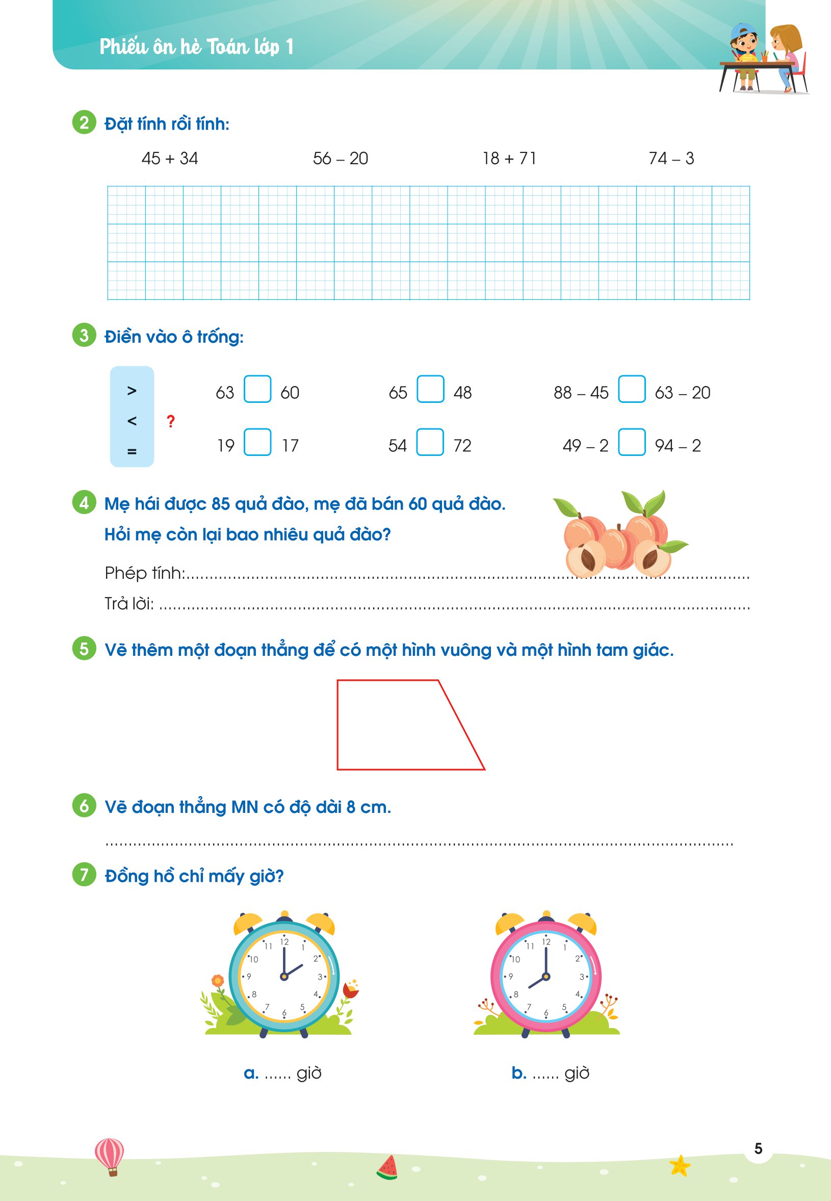 phiếu ôn hè toán 1 (theo chương trình giáo dục phổ thông mới) - Ảnh 6