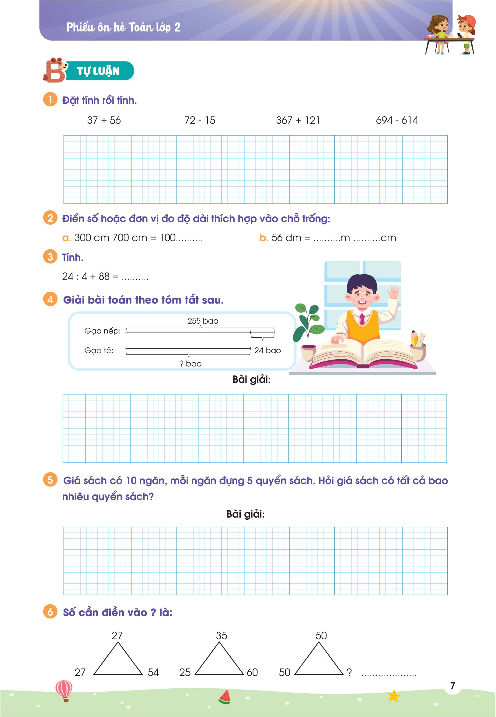 phiếu ôn hè toán lớp 2 - Ảnh 8