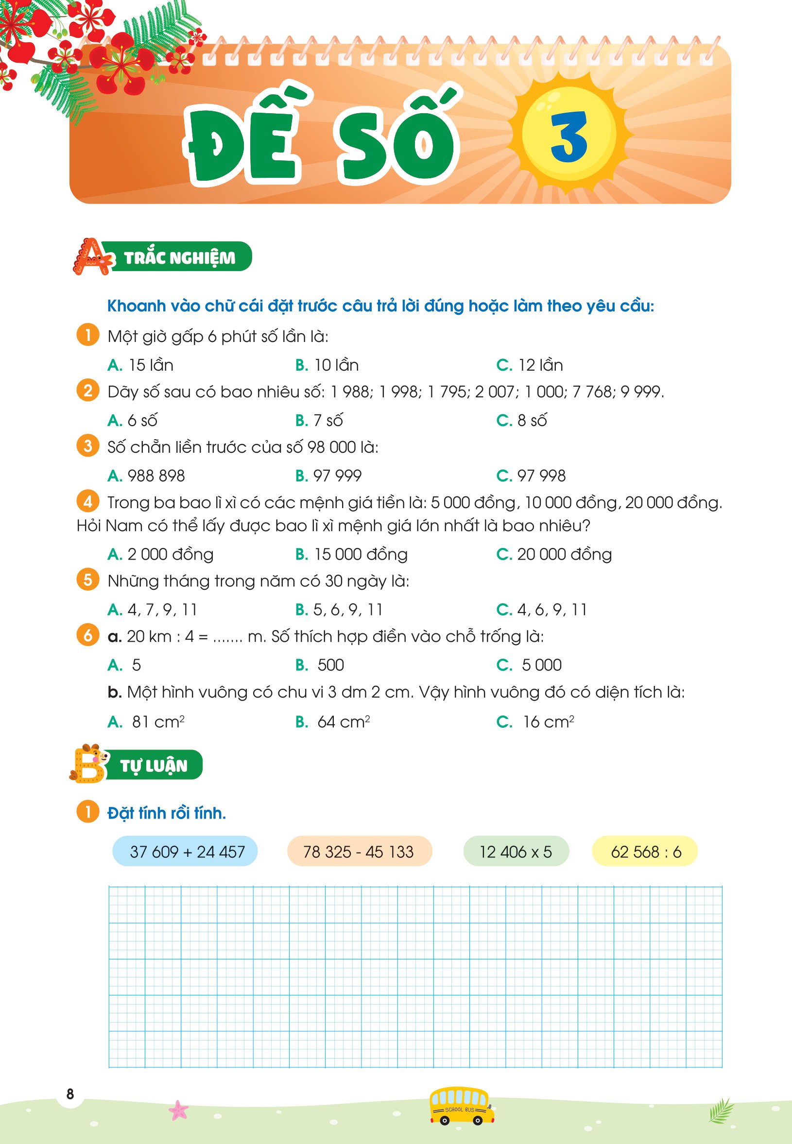 phiếu ôn hè toán lớp 3 - Ảnh 9