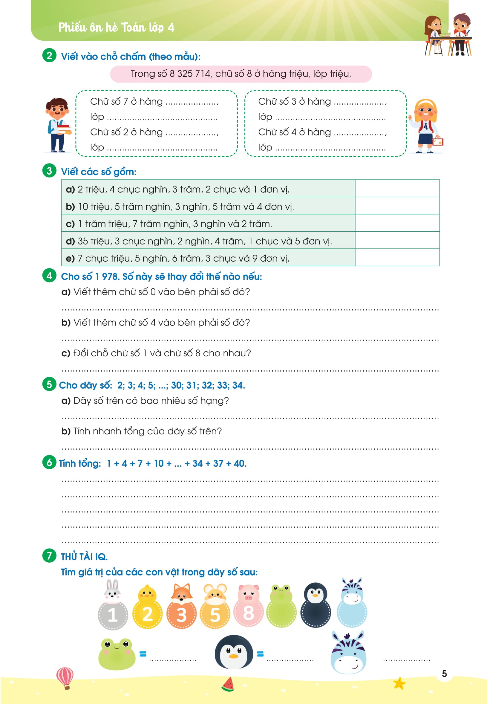 Phiếu Ôn Hè Toán Lớp 4 - Ảnh 6