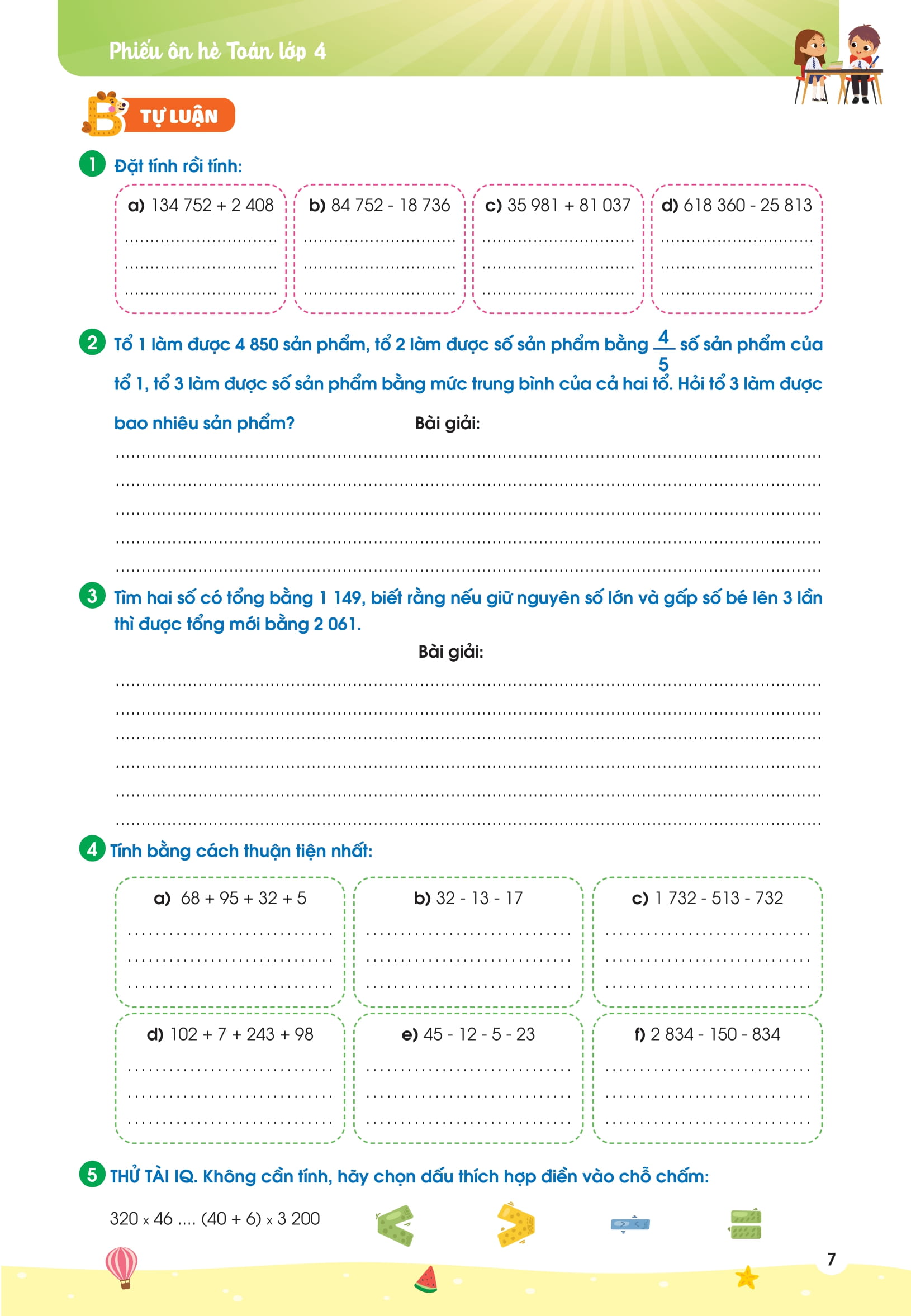 Phiếu Ôn Hè Toán Lớp 4 - Ảnh 8
