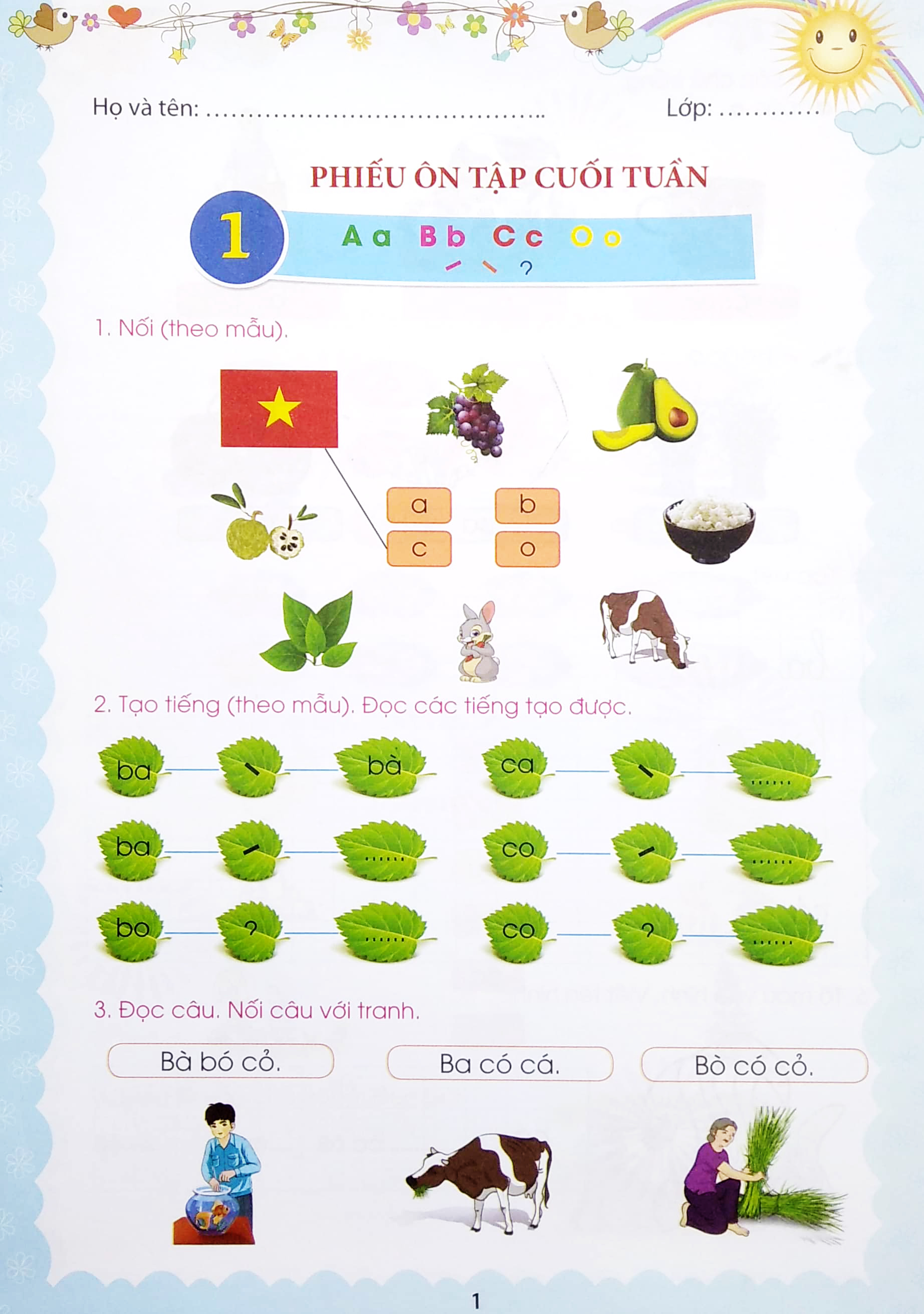 phiếu ôn tập cuối tuần môn tiếng việt lớp 1 (bộ sách chân trời sáng tạo) - Ảnh 3