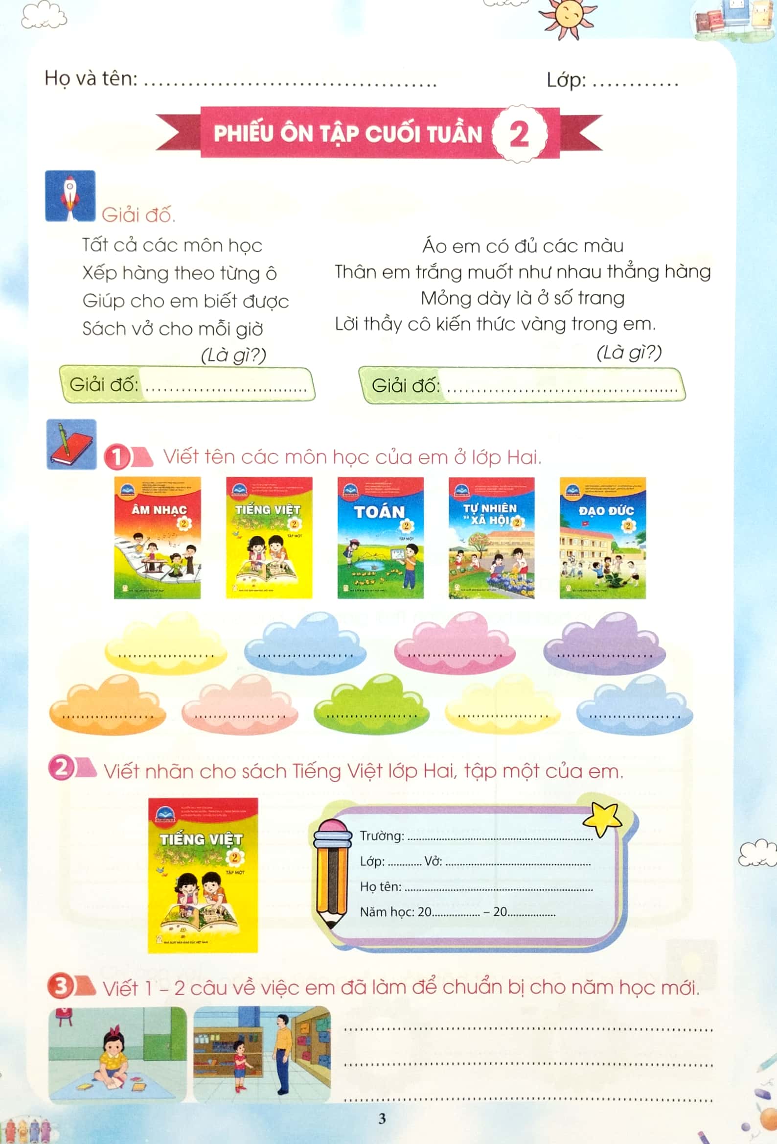 phiếu ôn tập cuối tuần - môn tiếng việt - lớp 2 - chân trời sáng tạo (2023) - Ảnh 5