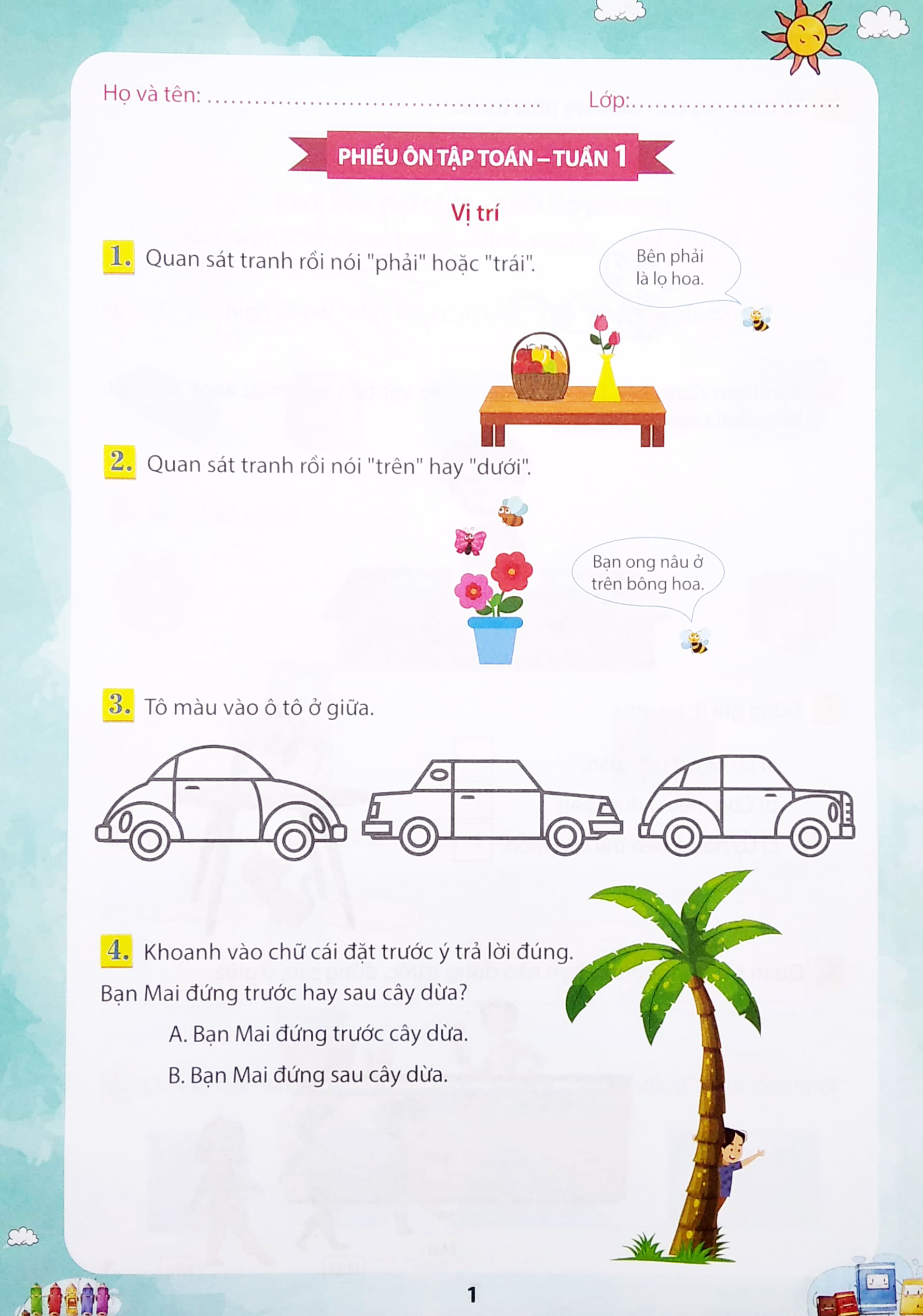 phiếu ôn tập cuối tuần môn toán lớp 1 (bộ sách chân trời sáng tạo) - Ảnh 3